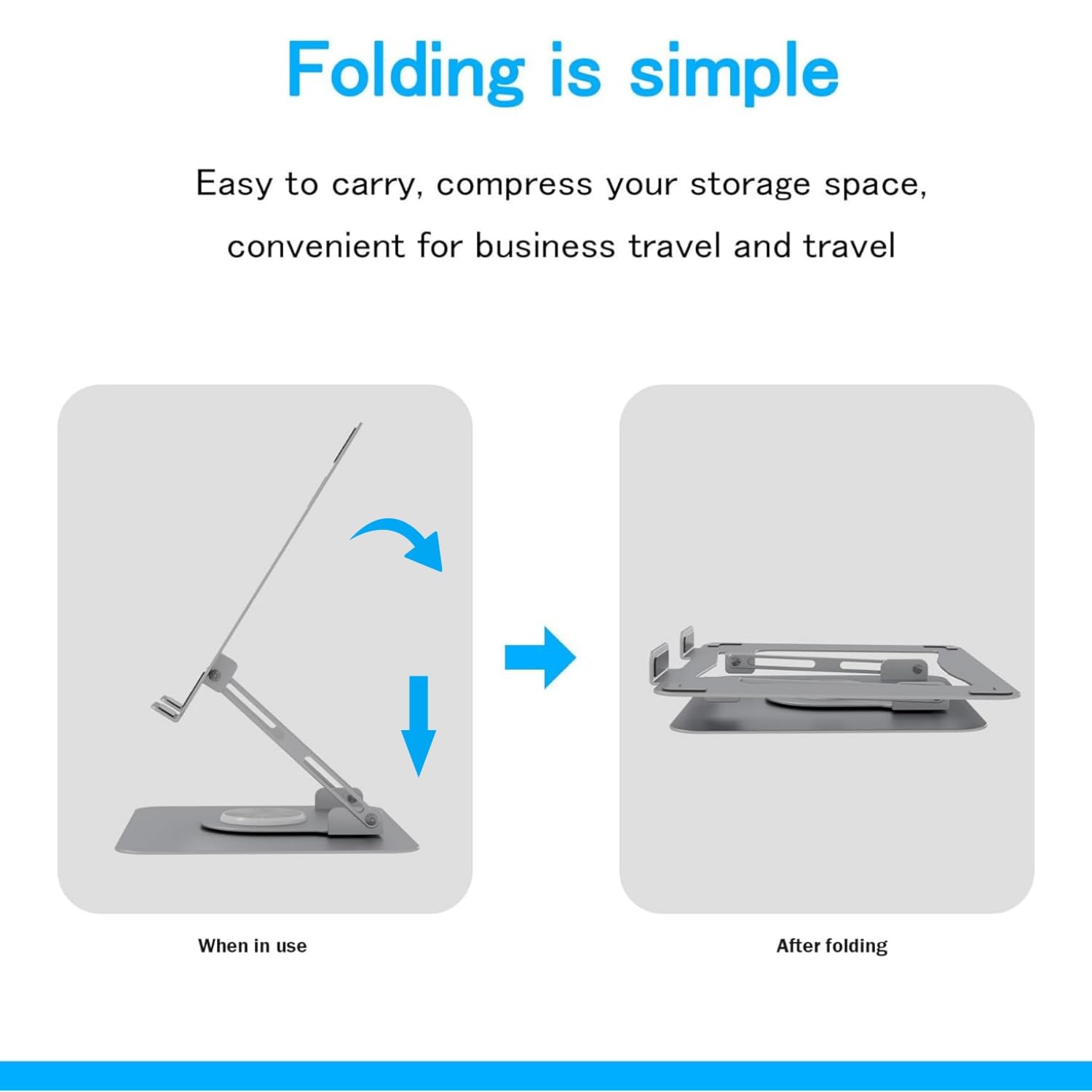 Adjustable Laptop Stand for Desk - Portable & Foldable Laptop Holder with 360° Rotating Base - Ergonomic Laptop Riser for MacBook Air/Pro, HP, Dell, Lenovo & All 10-17 Inch Laptops (White) - Perfect for Home Office, Gaming & Workstation Setup