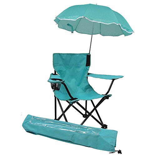 Kids Beach Umbrella Chair with Shoulder Bag & Cup Holders - Steel Frame & Polyester Fabric in Aqua Blue - Perfect for Beach Trips, Poolside Relaxation & Outdoor Family Adventures
