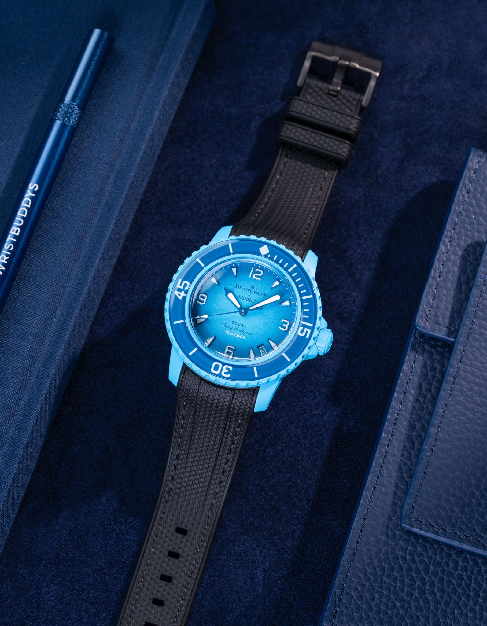 Premium Rubber Watch Strap for Blancpain x Swatch Blue Lagoon - Durable & Comfortable Replacement Band for Swimming, Diving & Everyday Wear