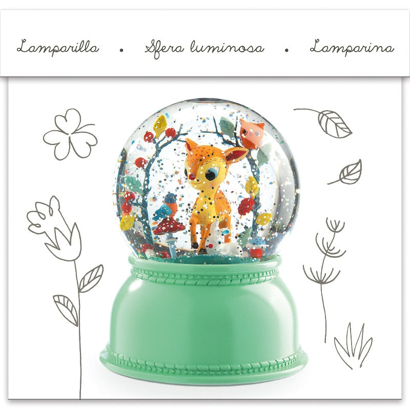 Enchanted Fawn Nightlight Snow Globe - Romantic Bedroom Decor & Gift for Kids, Christmas, Holidays - Perfect for Nursery, Bedside, or Winter Wonderland Theme