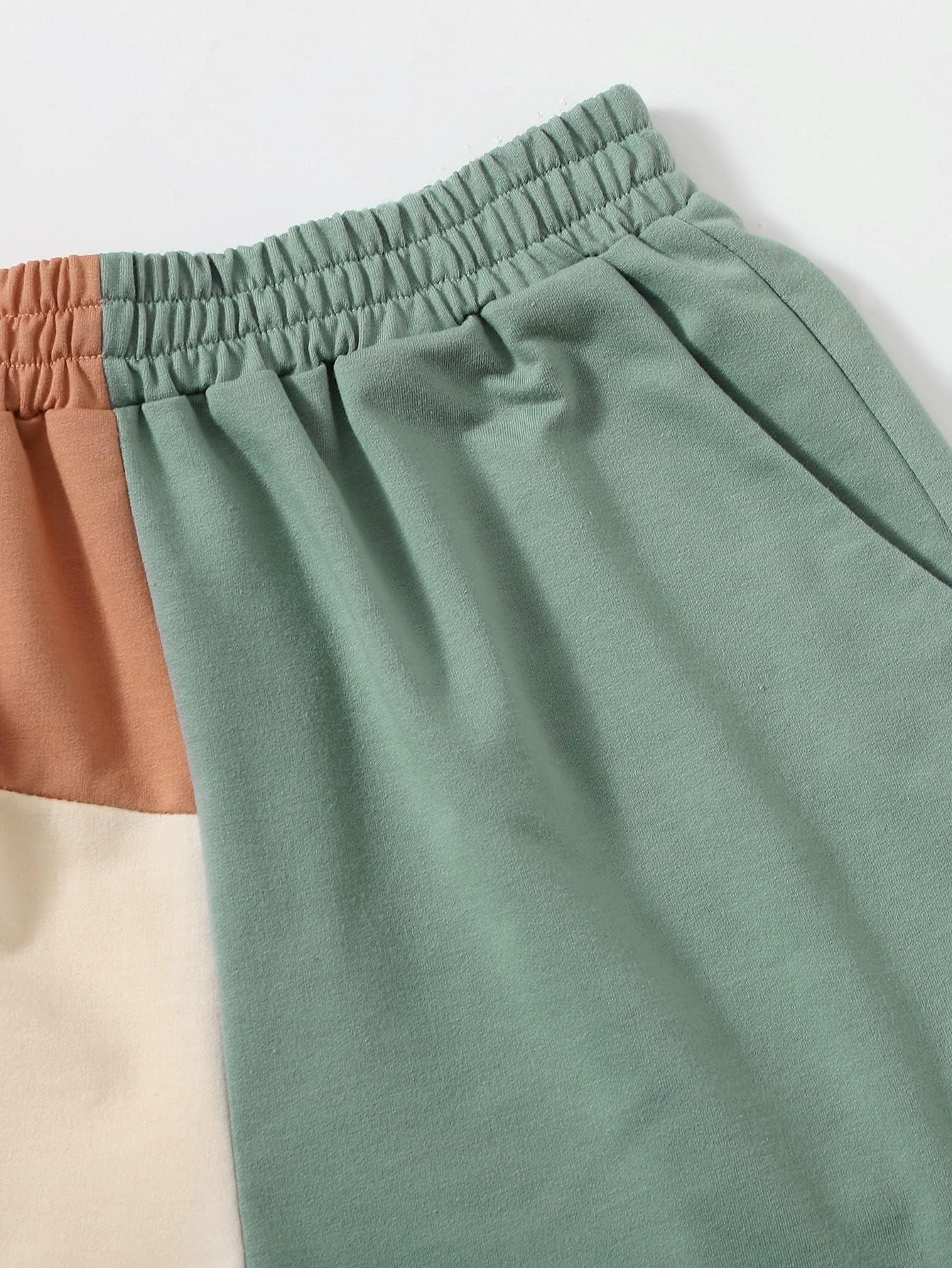 SOLY HUX Women's High Waisted Elastic Running Shorts - Breathable Color Block Sweatpants with Pockets for Gym, Yoga & Casual Wear