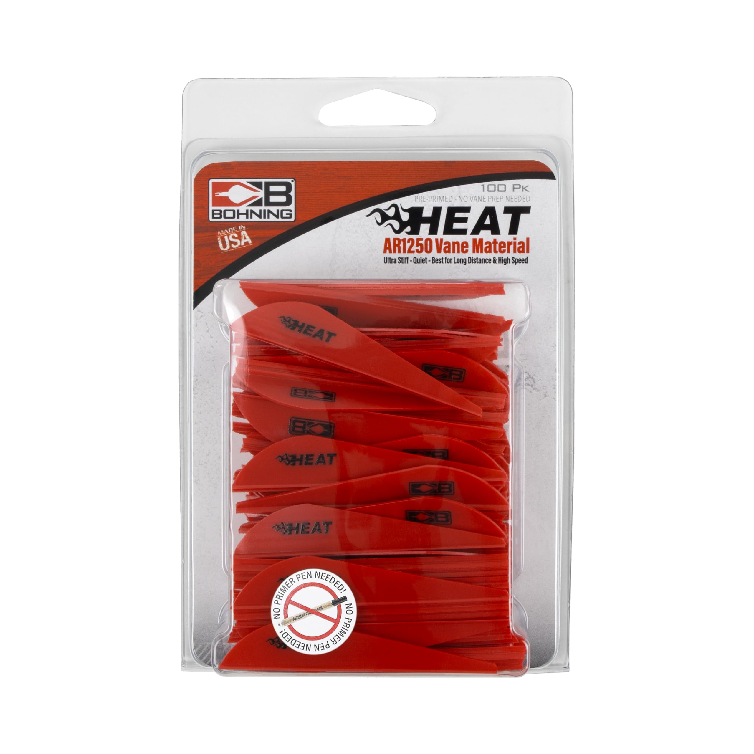 Bohning Heat Vanes American Flag 36 Pack - Red Archery Fletching for Outdoor Hunting & Target Practice