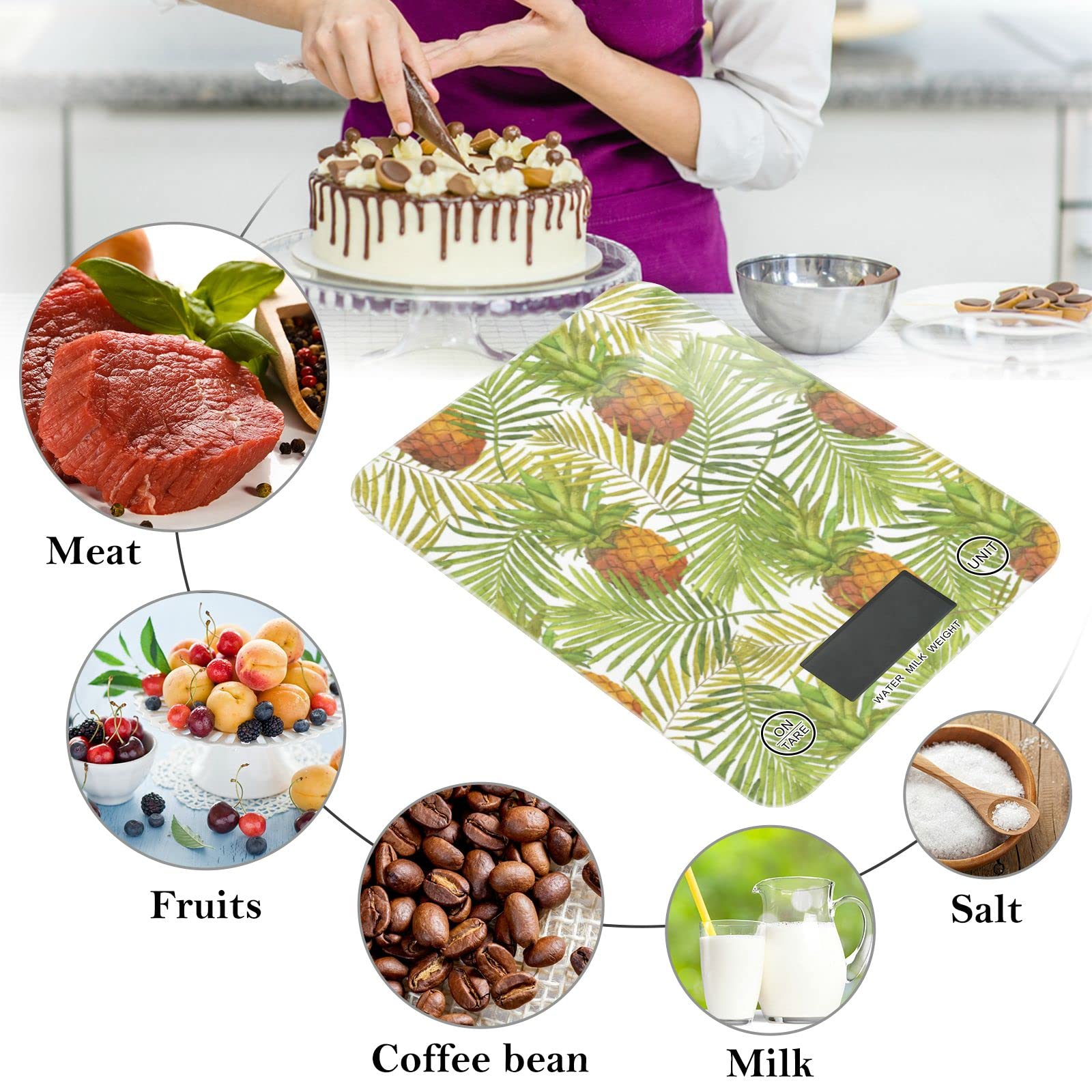 Premium Digital Kitchen Scale for Fruits, Pineapple, Cooking & Baking - Accurate Ounces/Grams Measurement, Waterproof, Weight Loss Tracking - Perfect for Home, Restaurant & Meal Prep