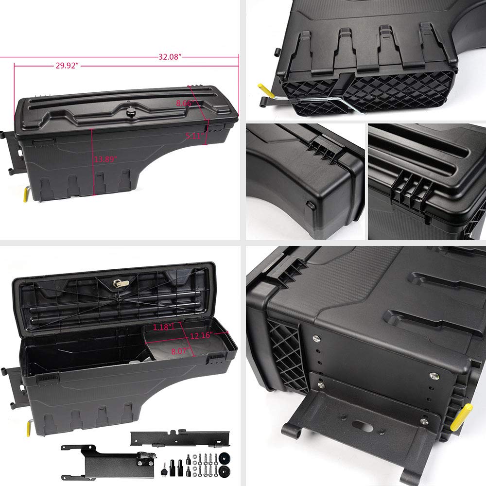 CHEDA Truck Bed Storage Toolbox for 2015-2019 Ford F-150 | Left Driver Side Tool Box | Heavy Duty Aluminum Construction | Secure Gear Storage for Camping, Work & Outdoor Adventures