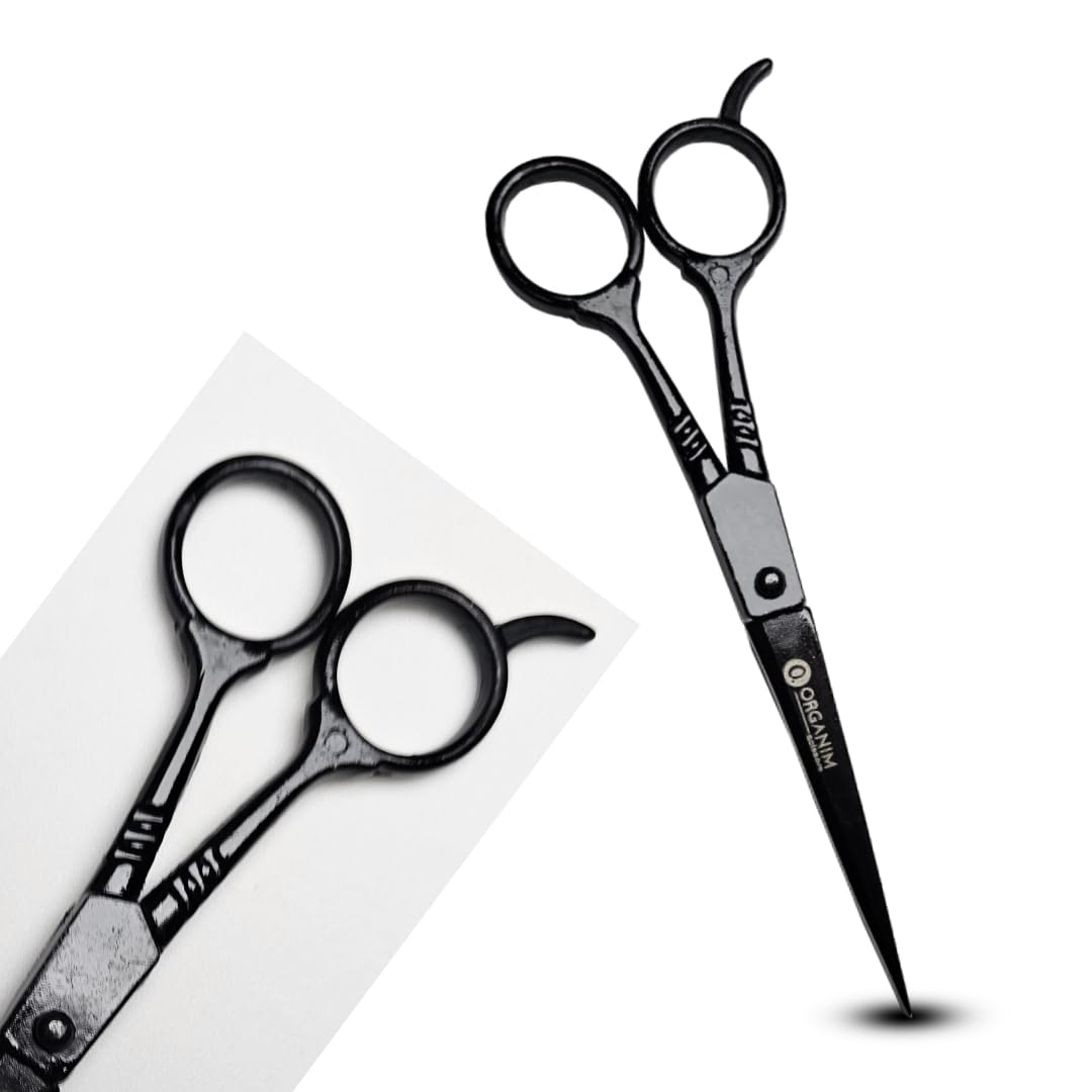 Professional Barber Scissors for Hair Cutting - Stainless Steel Small Haircut Scissors (1-Piece Set, Black) - Perfect for Salon, Home Haircuts & Styling