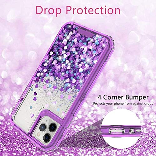 **Galaxy Wireless Phone Case Compatible with iPhone 12 Pro Max - Hard Clear Glitter Liquid Waterfall Heavy Duty Protective Cover for Women & Girls (Purple) - Perfect for Everyday Use, Travel & Style**