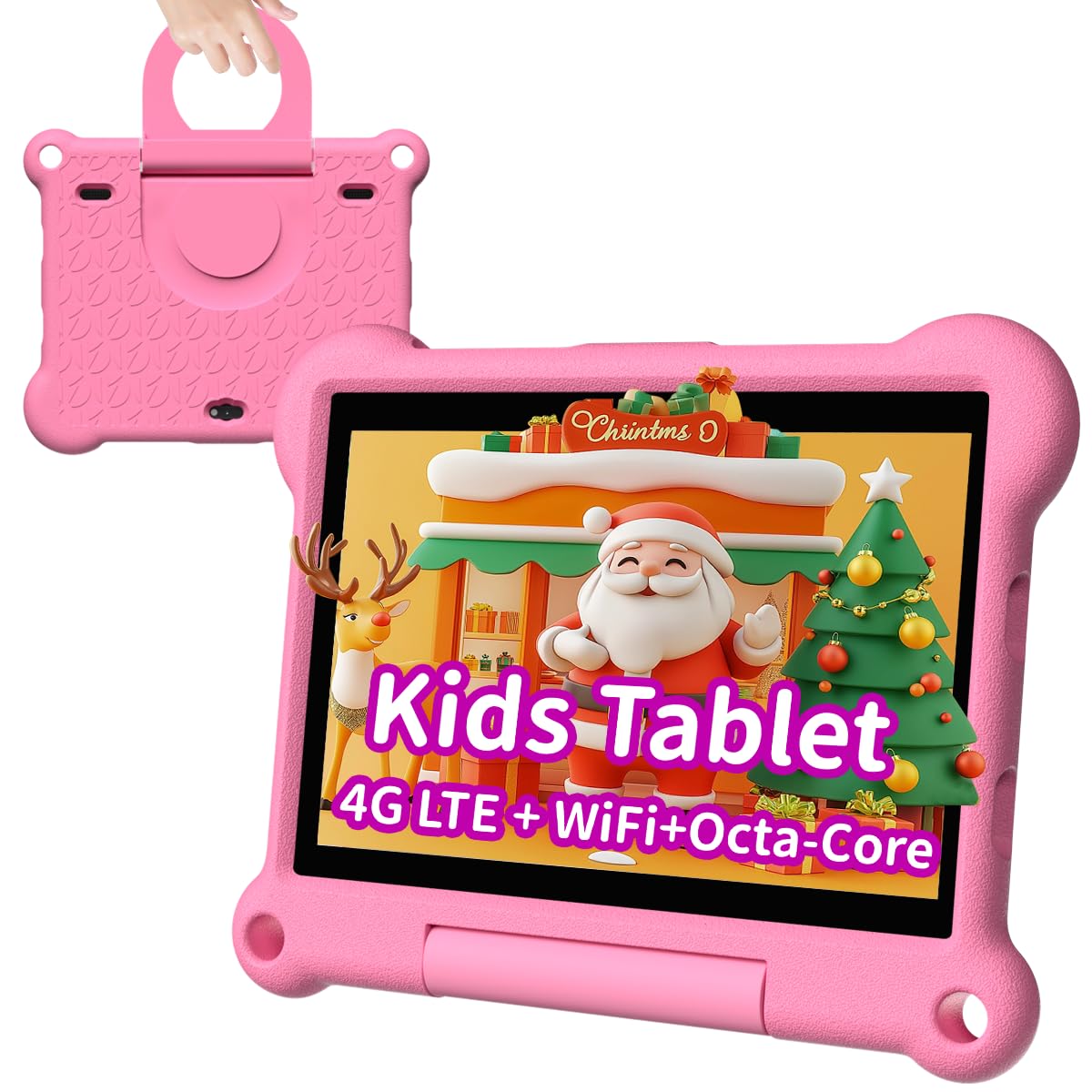 Kids Tablet 7 Inch - WiFi & SIM Card Support, Octa-Core Processor, 64GB/128GB Storage, 6000mAh Battery with GPS - Durable EVA Kid-Proof Case - Preloaded Educational Apps - Perfect Christmas & Birthday Gift for Boys Girls Ages 3-12 (Pink) - Ideal for Learning, Travel & Home Entertainment