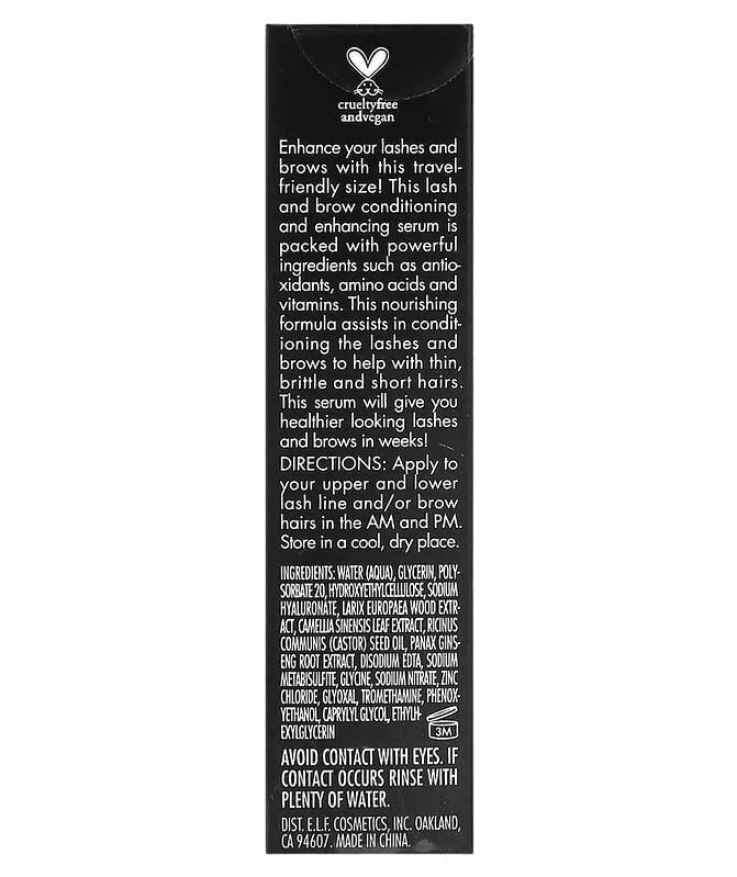 e.l.f. SKIN Enhancing Lash & Brow Serum Mini - Promotes Longer, Thicker Lashes & Brows - Nourishing & Conditioning Formula - Clear & Lightweight - Perfect for Daily Use & Nighttime Routine