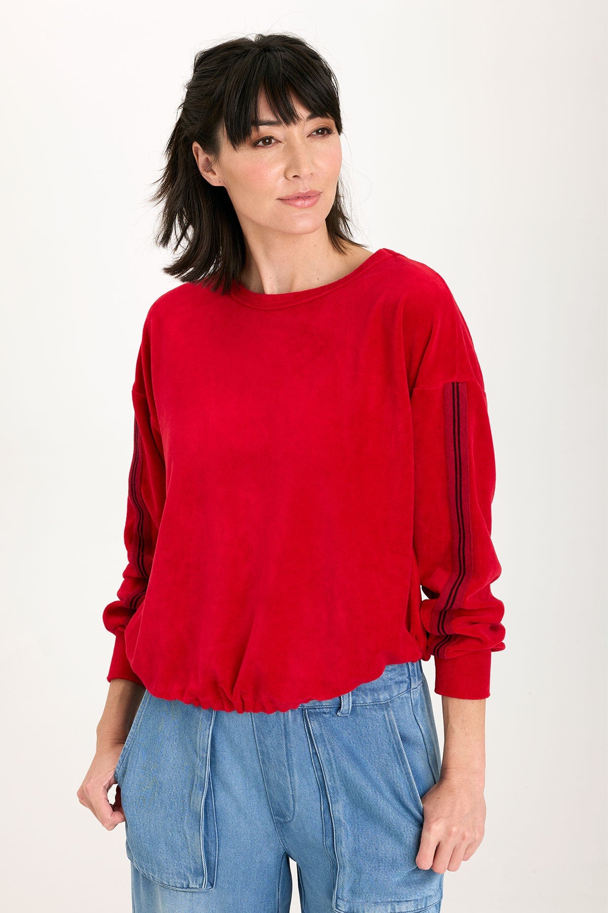 Stylish Rugby Stripe Dottie Sweatshirt for Women - Cozy Pullover with Vintage Stripes - Perfect for Casual Outfits, Game Days & Fall Layering