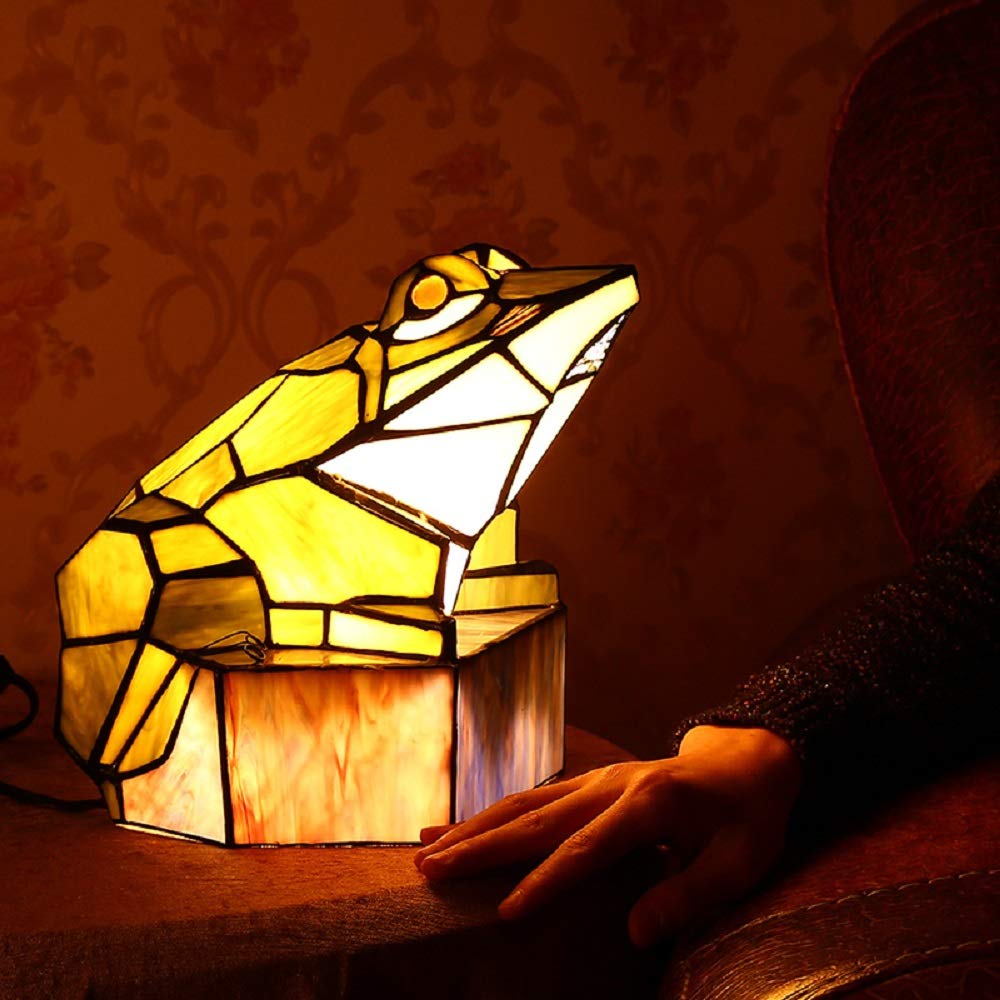 Tiffany Frog Table Lamp - Unique LED Glass Jewelry Design Desk Light for Bedroom, Nightstand, Living Room | Perfect for Reading, Decor, and Ambient Lighting