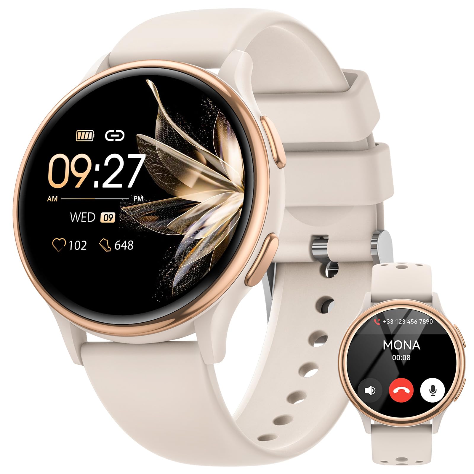 Smart Watch for Women - Answer/Make Calls, Fitness Tracker with Heart Rate Monitor, Step Counter & Sleep Tracking - Compatible with iPhone & Android Phones - Perfect Christmas/Birthday Gift for Her - Great for Workouts, Running, Yoga & Daily Activity Tracking
