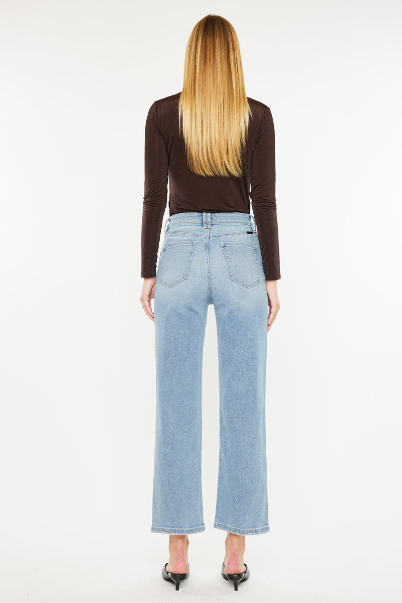Bethany High Rise 90's Criss Cross Straight Leg Jeans for Women | Vintage Denim Pants | Perfect for Casual Outfits, Street Style & Retro Fashion