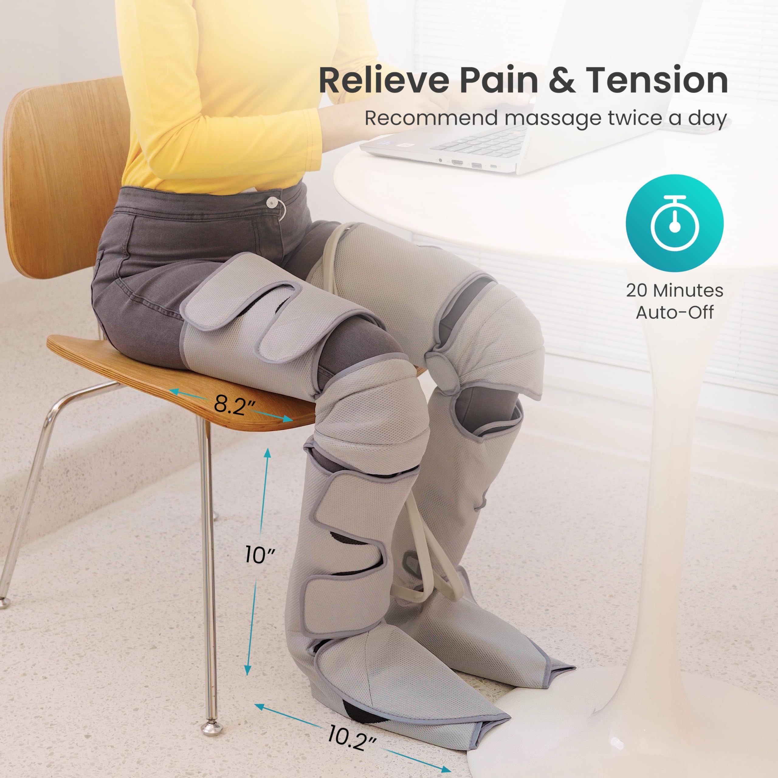 Snailax Leg Massager with Heat & Air Compression - 3 Modes & 3 Intensity Levels for Circulation, Pain Relief - FSA/HSA Eligible Calf & Foot Massage Boots - Perfect for Relaxation, Muscle Recovery & Home Therapy