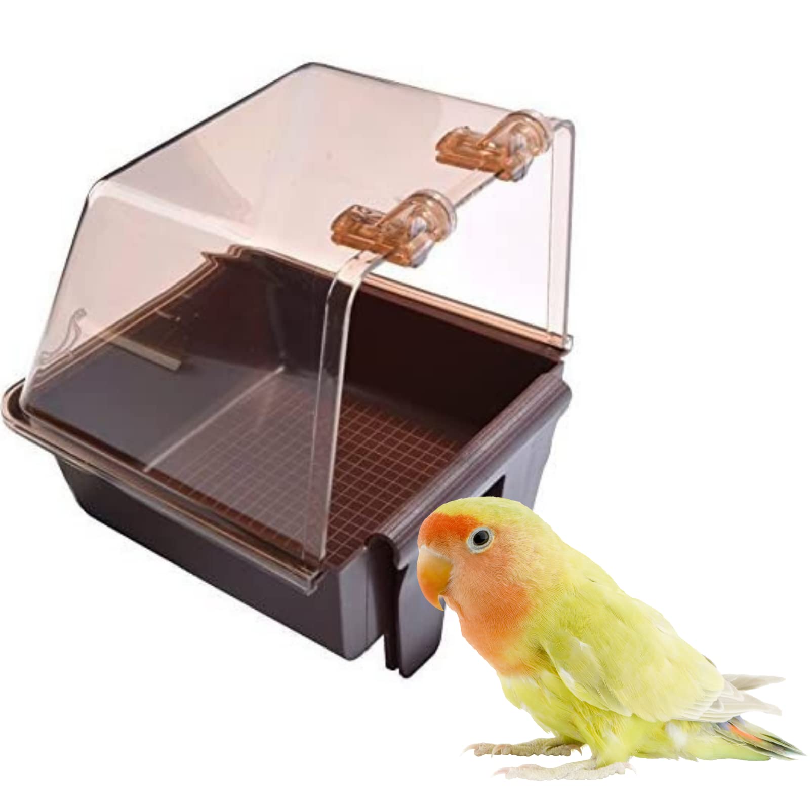 Saim Small Bird Bath Box for Cage - Hanging Bird Bath Shower Accessories for Parrots & Pet Birds | Perfect for Cage Cleaning & Bird Grooming