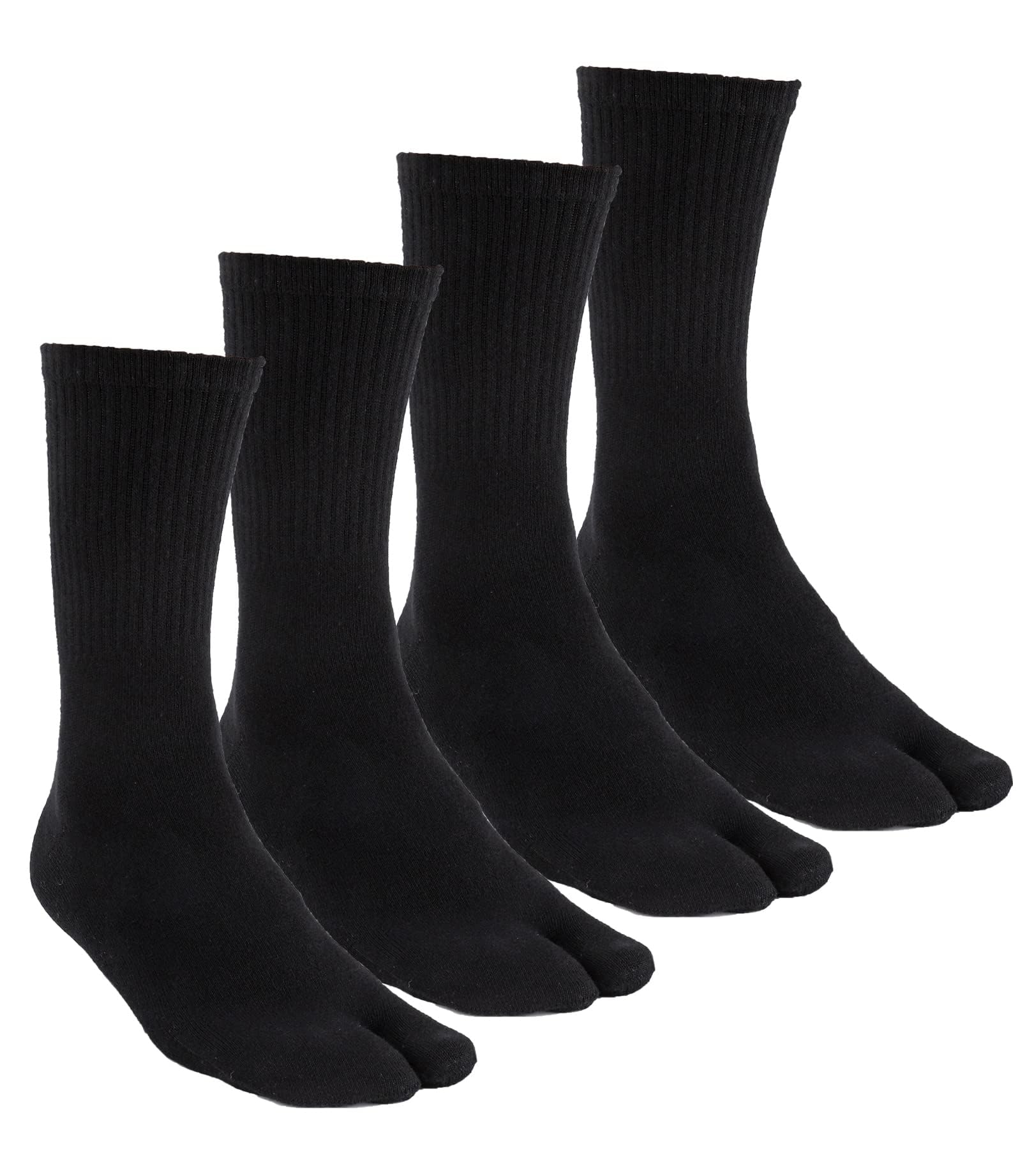 Split Toe Tabi Socks for Men & Women - Breathable Cotton Crew Socks (Pack of 4) - Perfect for Yoga, Martial Arts & Japanese Style Sandals