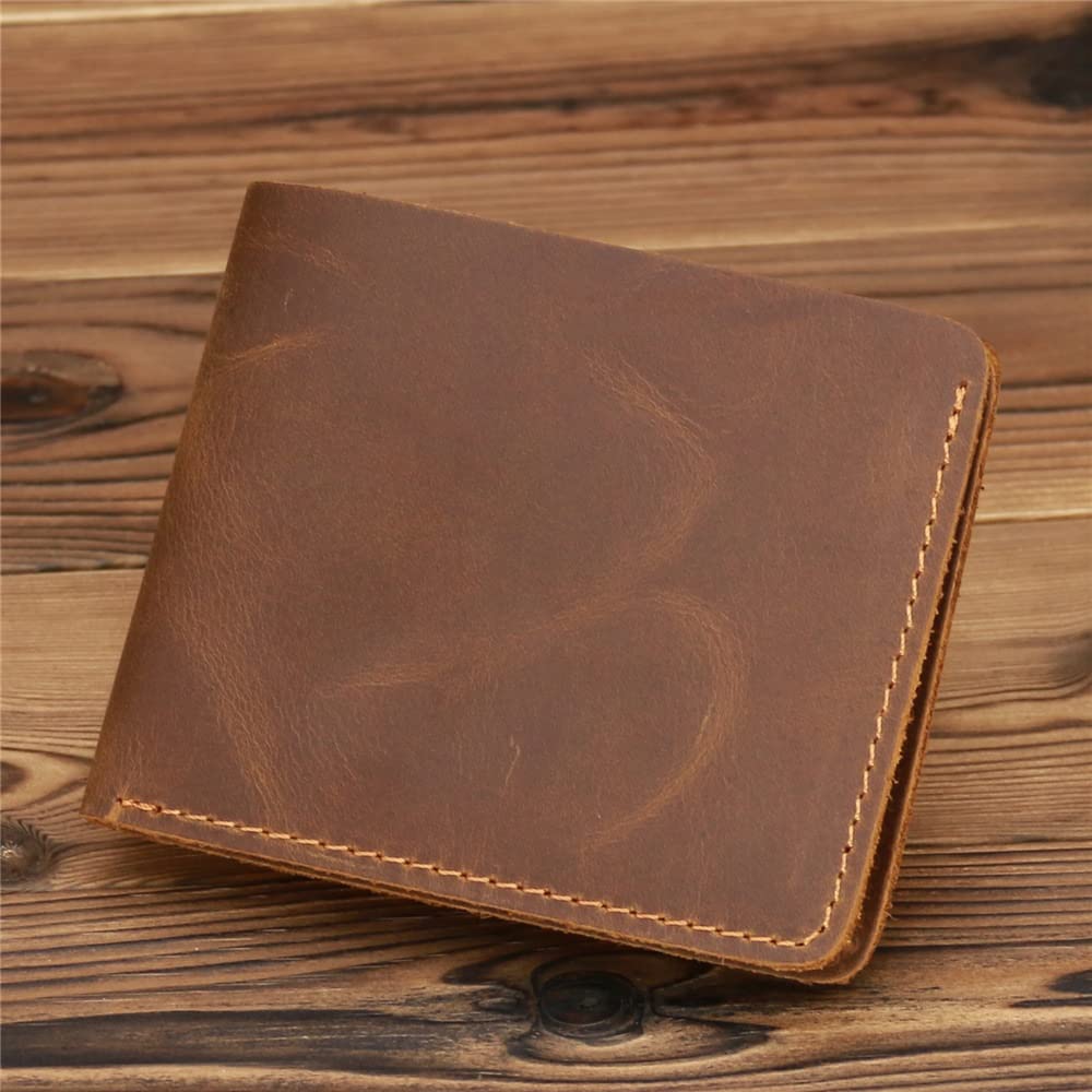 Slim Minimalist Leather Wallet for Men & Women - Compact Bifold Front Pocket Credit Card Holder (Brown, 12x9.5x2cm) - Perfect for Travel, Everyday Carry & RFID Protection