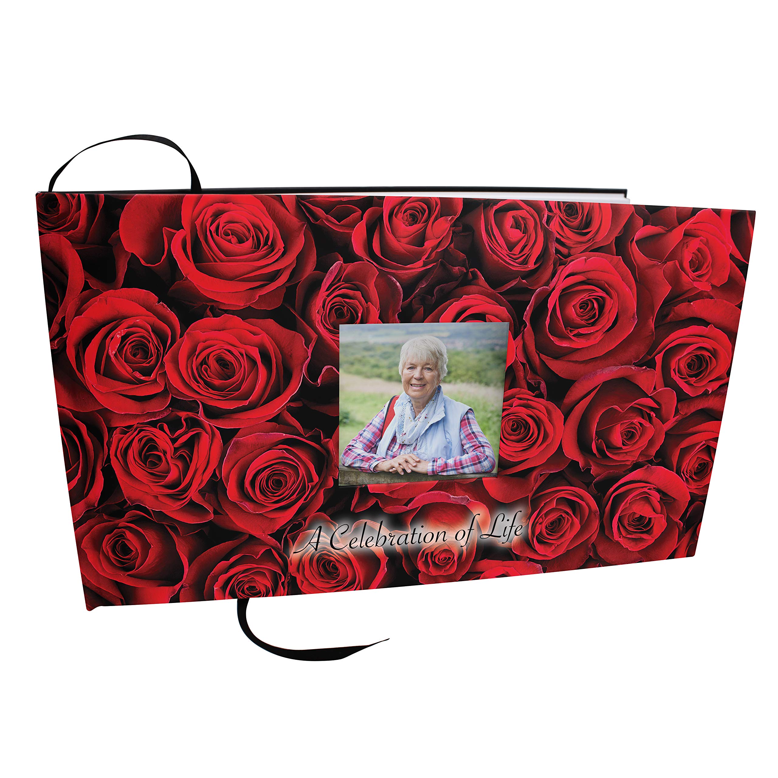 Crimson Rose Funeral Guest Book - Memorial Service Sign In Book for Celebration of Life, Condolences & Remembrance | Perfect for Funeral Services, Memorial Gatherings & Life Celebrations