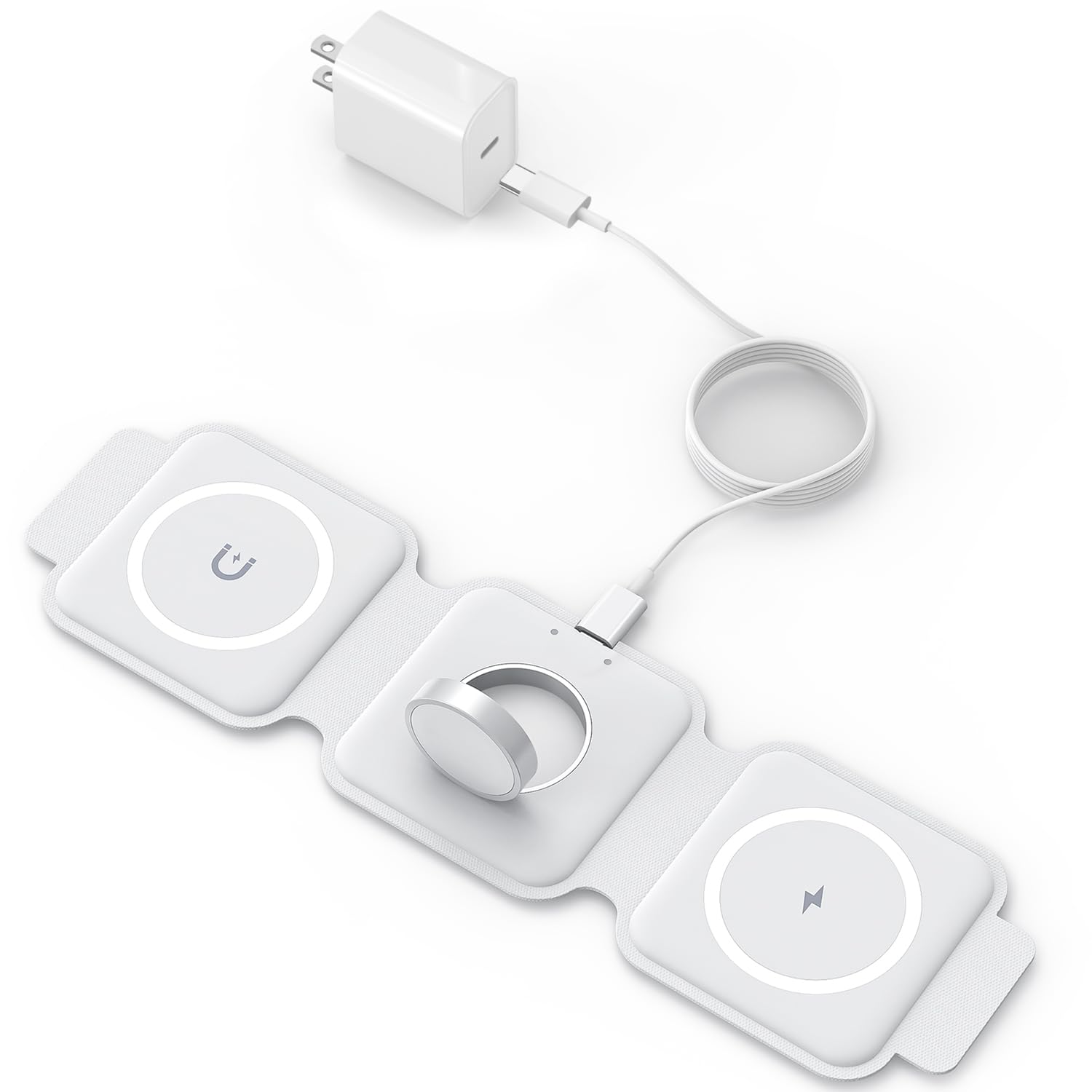 3-in-1 Magnetic Wireless Charging Station for iPhone 16/15/14/13/12 Pro Max/Plus, Apple Watch Series & AirPods - Foldable Travel Dock with USB-C Cable | Perfect for Home, Office & Travel Charging
