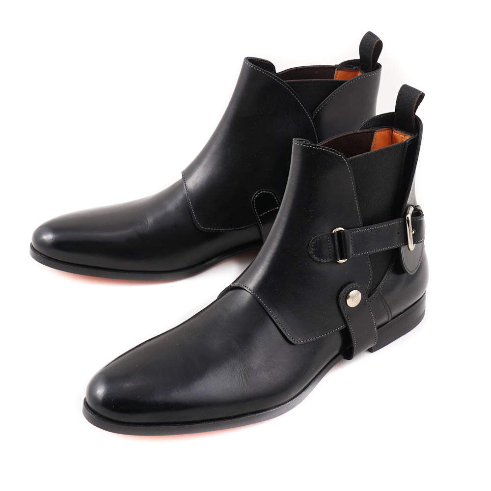 Santoni Black Leather Ankle Boots with Buckle Detail - Stylish Women's Fashion Boots for Work, Casual Outfits & Evening Wear