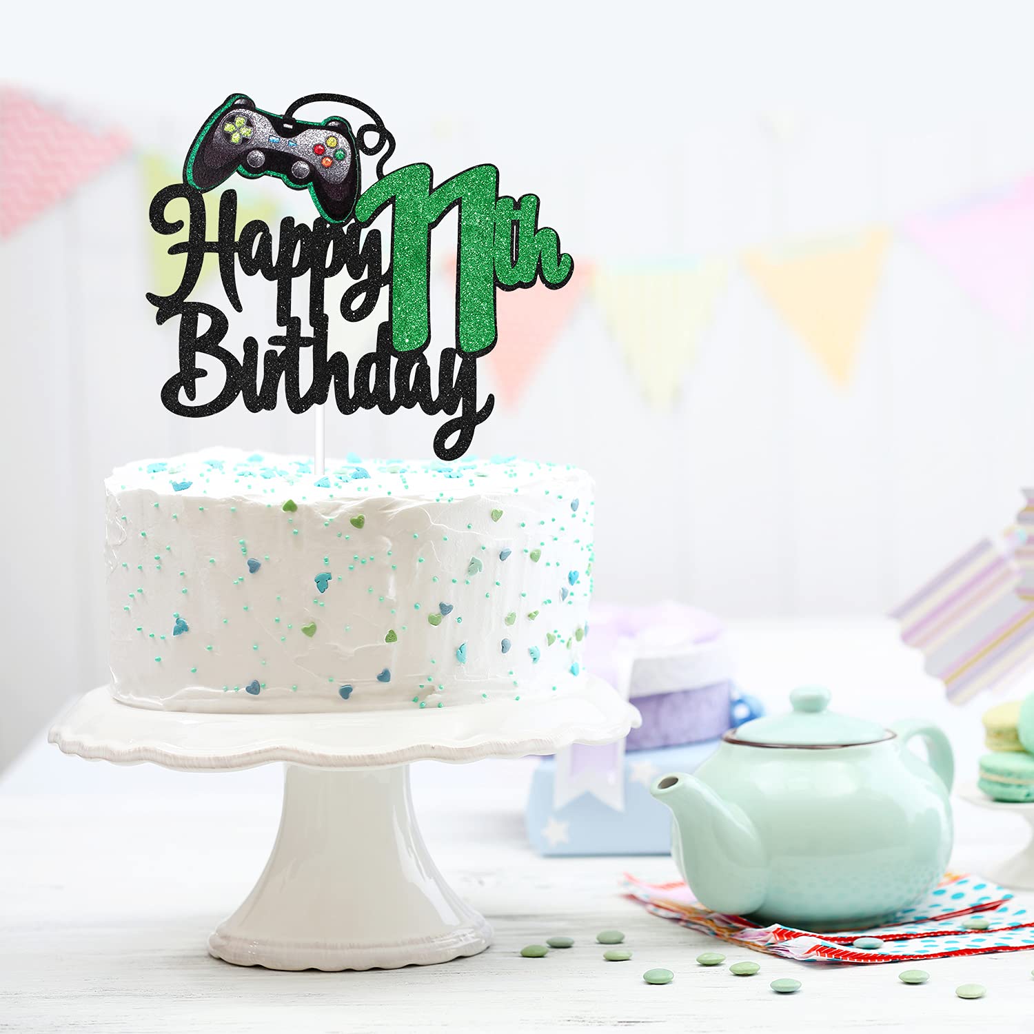 Video Game Happy 11th Birthday Cake Topper - Game Boy's 11th Birthday Party Supplies - Level Up Winner Party Decorations for Gaming Theme Cakes - Perfect for Gaming Birthday Parties & Celebrations