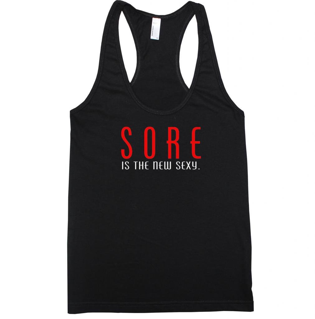 FTD Apparel Women's 'Sore is The New Sexy' Racerback Tank Top - Soft Workout Shirt for Yoga, Gym & Running - Breathable Athletic Wear for Women