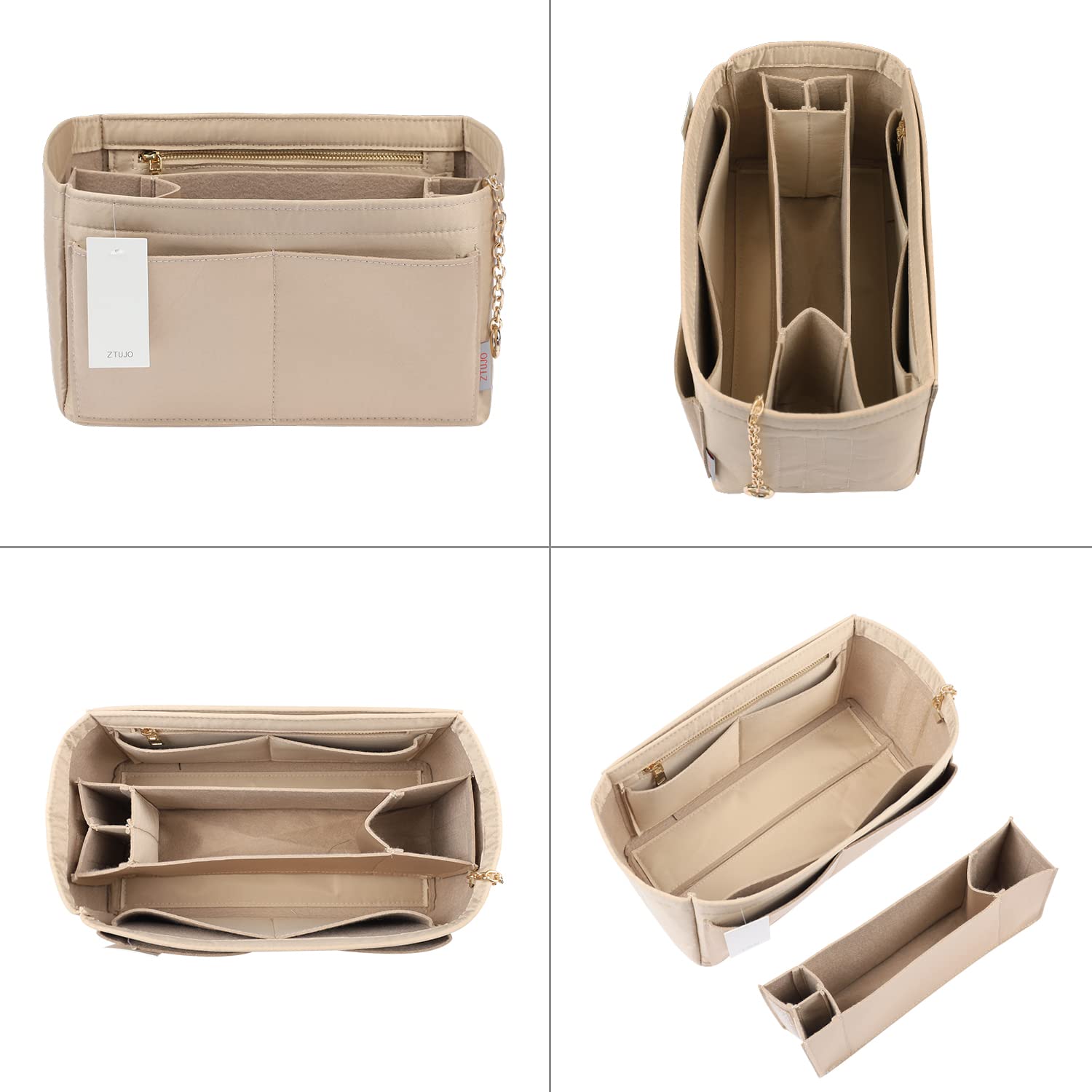 Premium Felt Purse Organizer Insert with Zipper & Sewn Bottom - Perfect Fit for Louis Vuitton Speedy, Neverfull, Graceful Bags (6 Sizes) - Keep Your Handbag Neat & Organized for Work, Travel & Daily Use