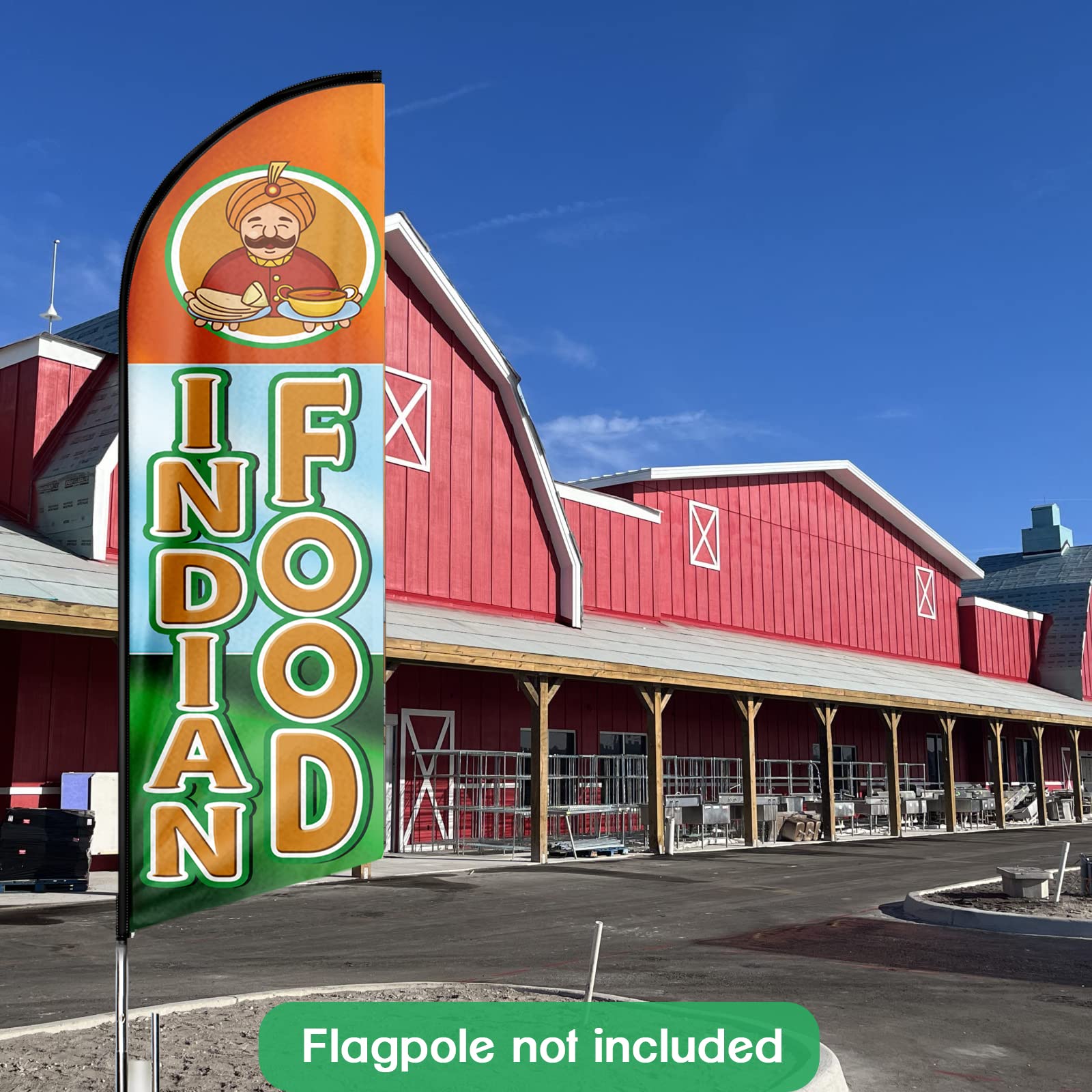 8FT Indian Food Themed Feather Flag - Vibrant Polyester Swooper Flag for Advertising, Fade Proof & Durable - Perfect for Restaurants, Food Trucks & Cultural Events (Flagpole Not Included)