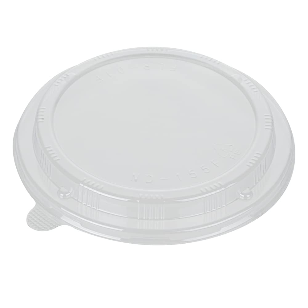 Restaurantware 100-Pack Clear Plastic Lids for 16oz & 34oz Round Wooden Containers - 6.8