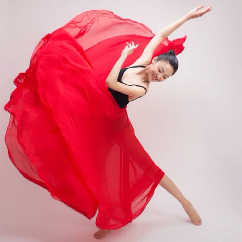 Whitewed Elegant Flowy Chiffon Long Full Circle Dance Skirt for Photoshoot, Performance, and Special Occasions