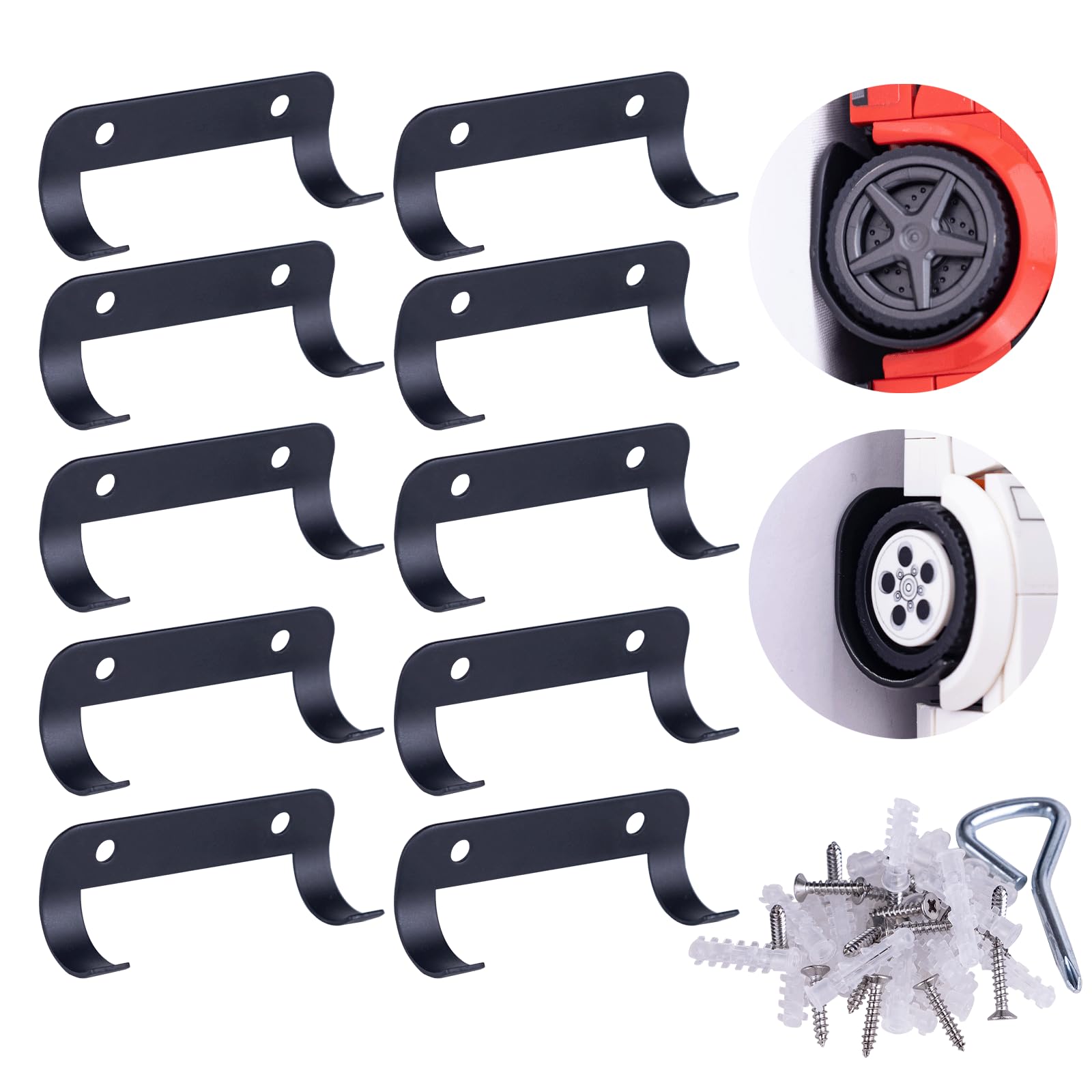 10 PCS Steel Wall Mount for Lego Speed Champions Cars | Durable Display Stand for Car Models | Perfect for Showcasing Collections in Home, Office, or Garage