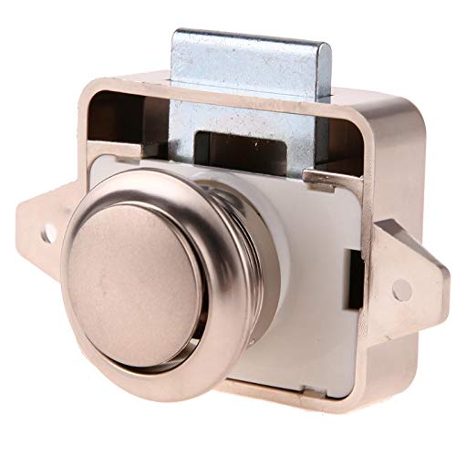 MASO 5-Piece Push Lock Latch Set - Keyless Door Lock (26mm) in Brushed Nickel Finish for RV, Caravan, Motorhome & Furniture Cupboards | Secure Storage Solutions for Travel & Home Organization