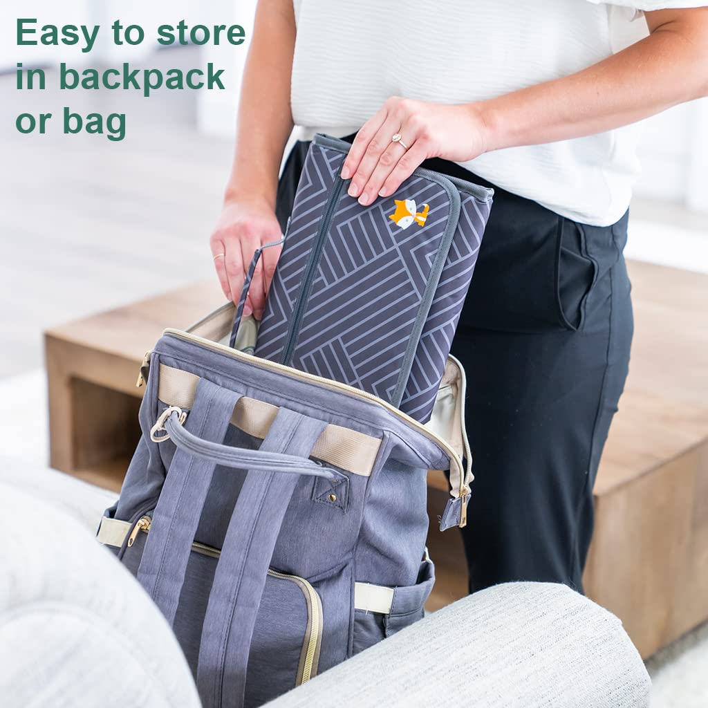 Lil Fox Portable Baby Changing Pad - Waterproof Diaper Changing Mat for Travel, Nursery & On-the-Go | Newborn Essentials, Baby Shower Gifts & Unisex Diaper Bag Must-Have | Perfect for Home, Daycare & Outdoor Use
