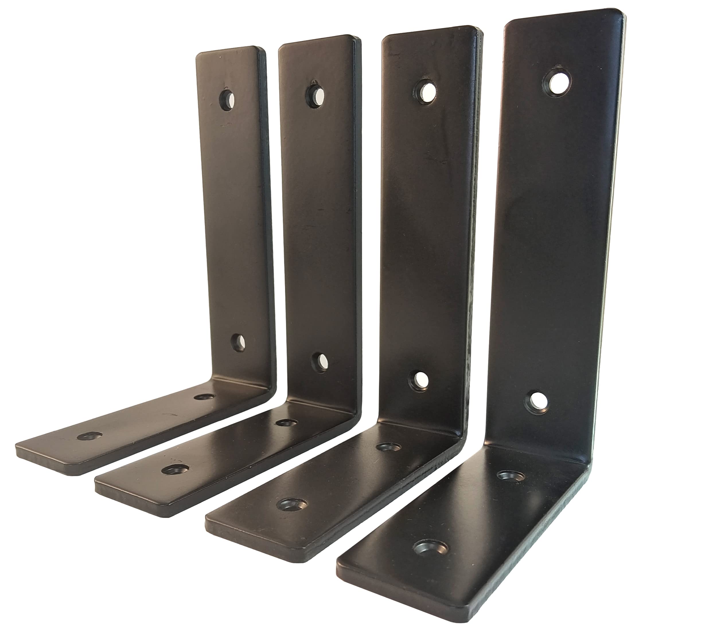 Premium Heavy Duty Black Metal Shelf Brackets - Jikacok L Brackets for Shelves with Mounting Hardware | Sturdy Support for Floating Shelves, Bookshelves & Wall Storage in Home, Office & Garage