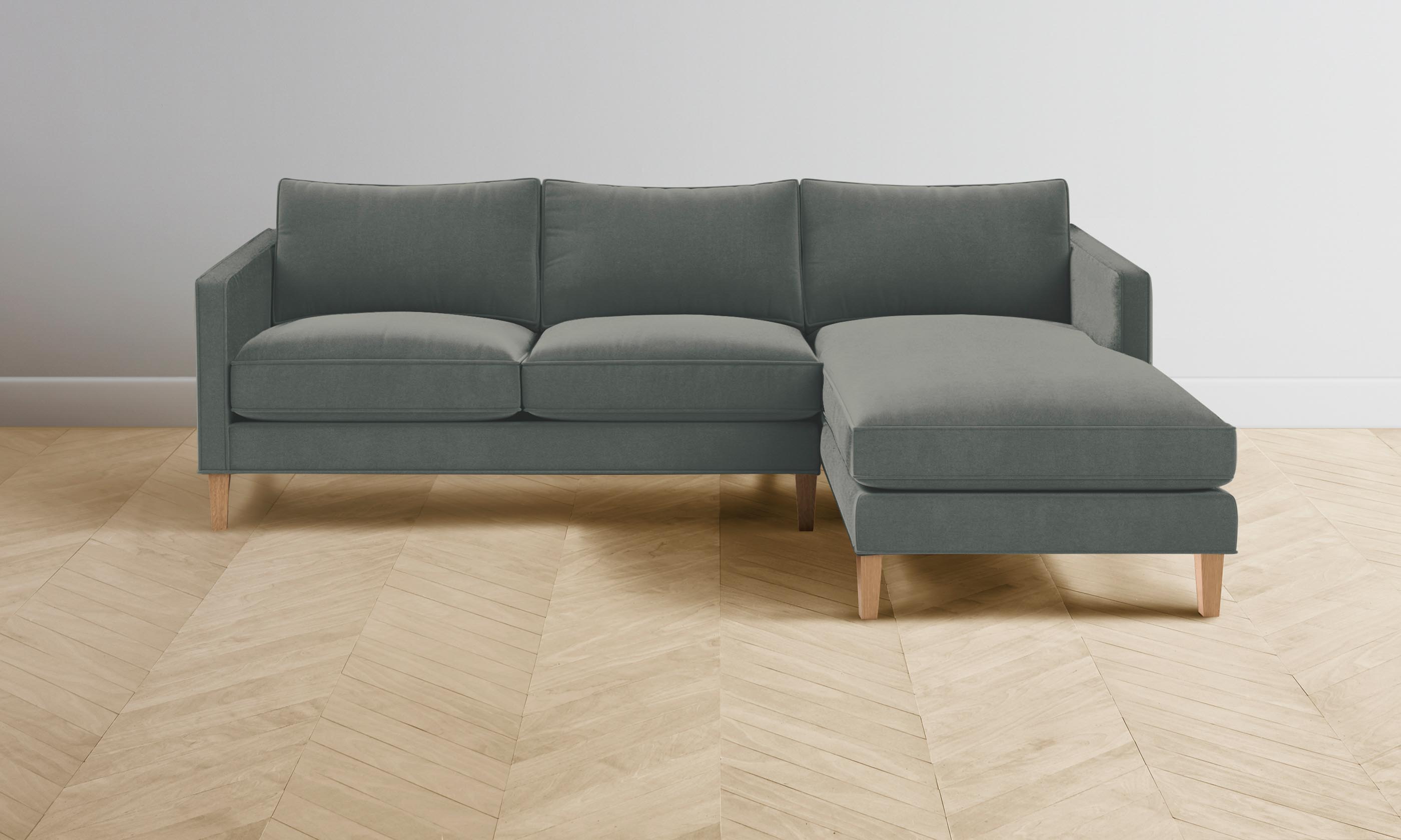 Premium Crosby Sectional Sofa - Luxurious Mohair Fabric in Elegant Fog Gray - Perfect for Living Room, Lounge, or Family Room Comfort