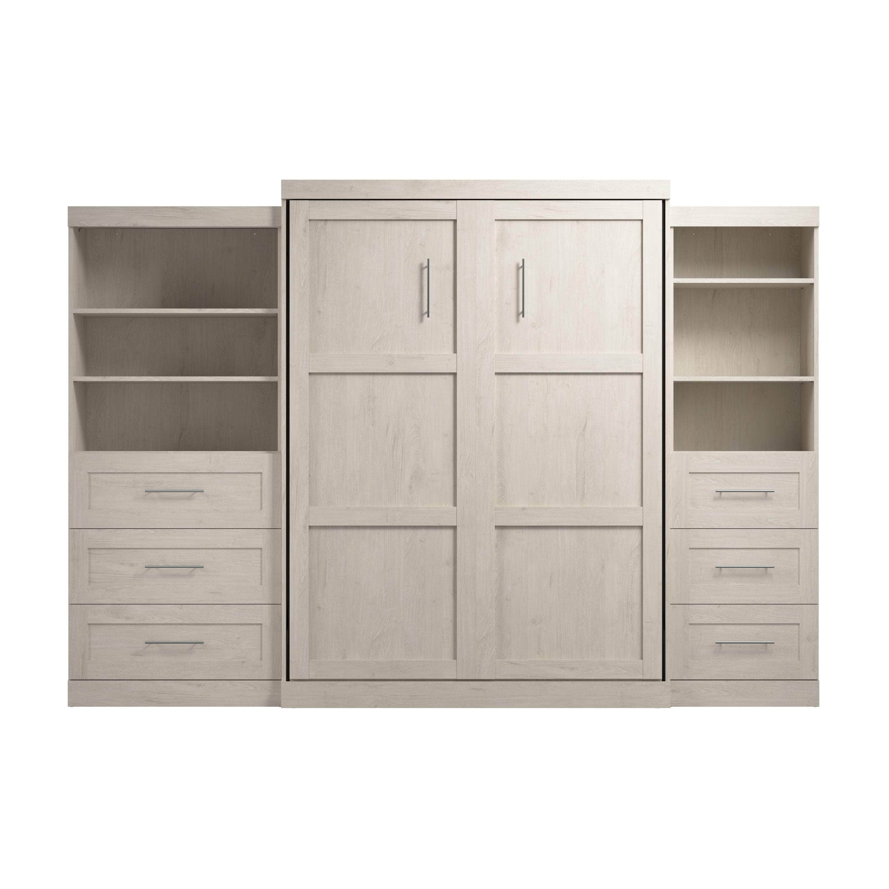 Pur Queen Murphy Wall Bed with 2 Storage Units & Drawers (126