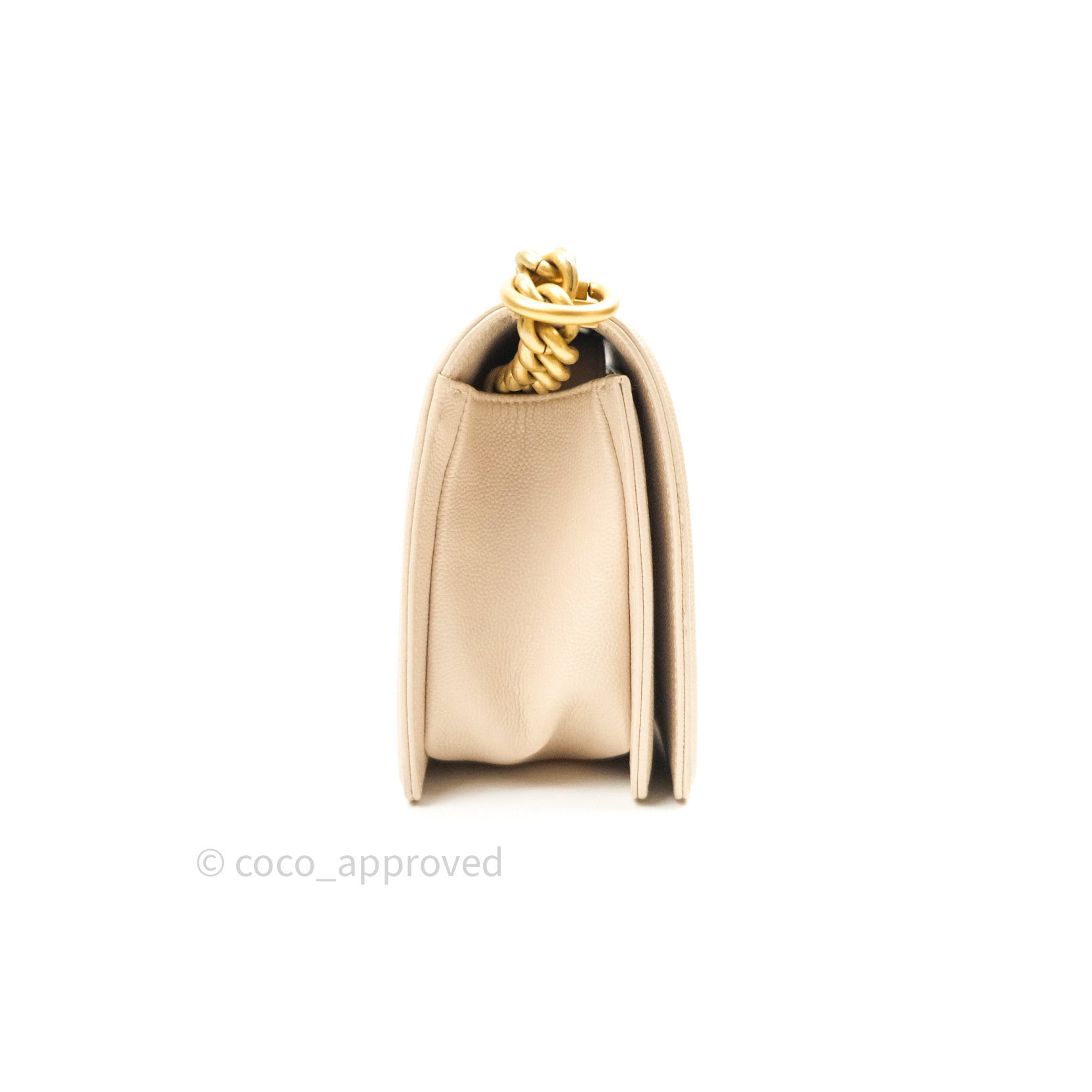 Chanel Boy Chevron Medium Beige Caviar Leather Bag with Gold Hardware - Luxury Crossbody Purse for Women, Perfect for Date Night & Special Occasions