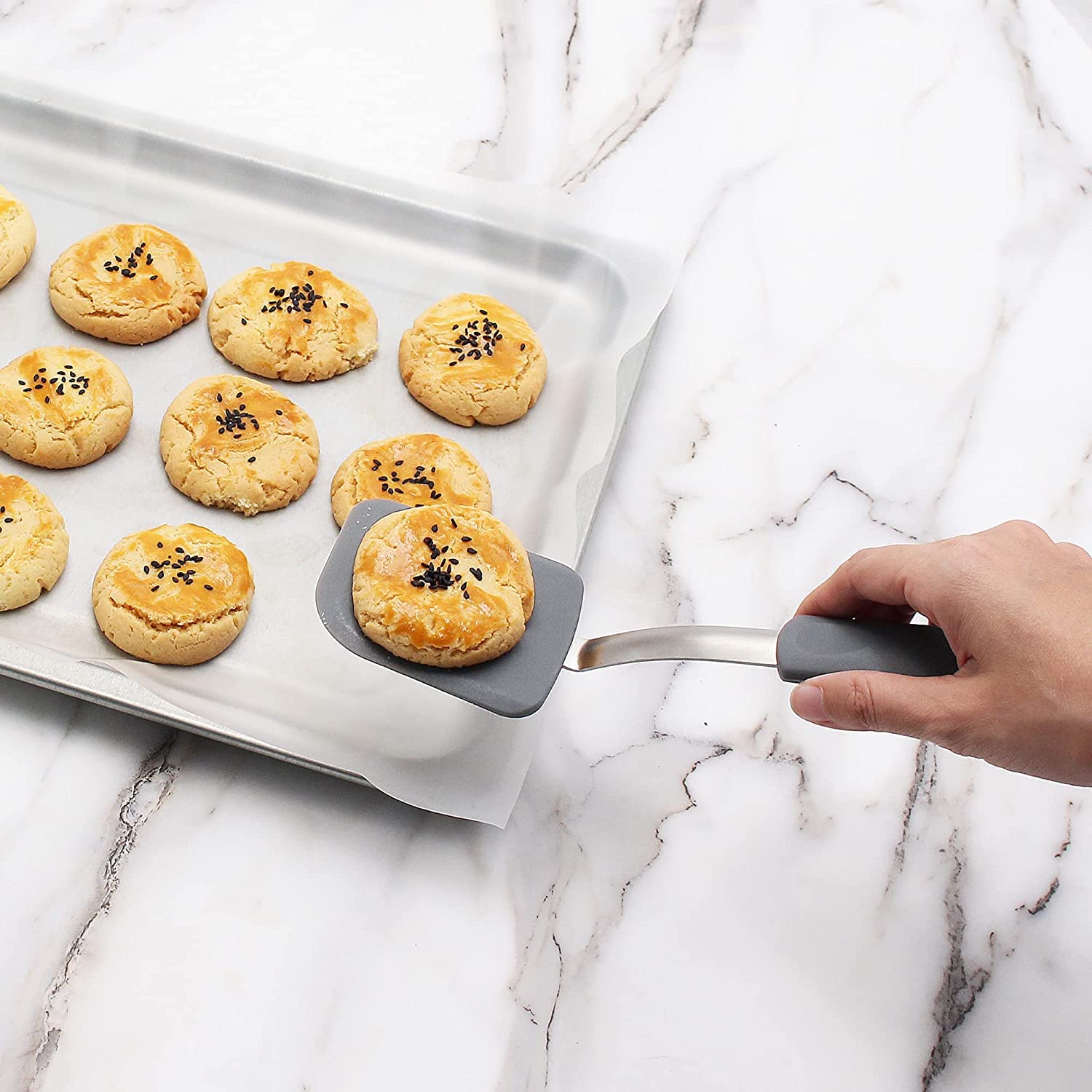 BSL® 3-Pack Small Silicone Spatulas - Flexible Brownie Turner, Heat Resistant & Non-Scratch Cookie Flipper for Nonstick Cookware - Perfect for Baking, Eggs, Pancakes & Delicate Desserts