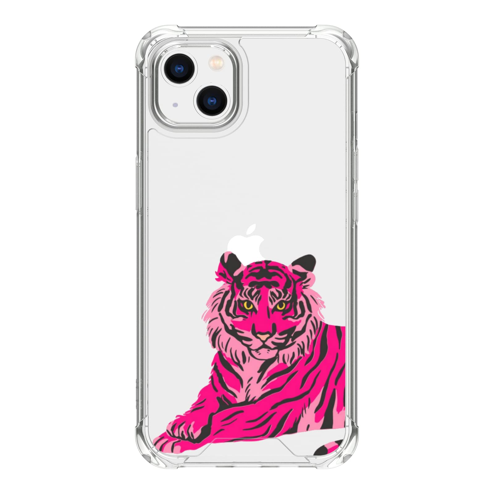 Pink Tiger Phone Case for iPhone 12/13 Mini/Pro/Max/XR - Cute Artistic Painting Design Hard PC with TPU Bumper - Trendy Clear Phone Cover for Women & Girls - Perfect for School, Work & Everyday Use