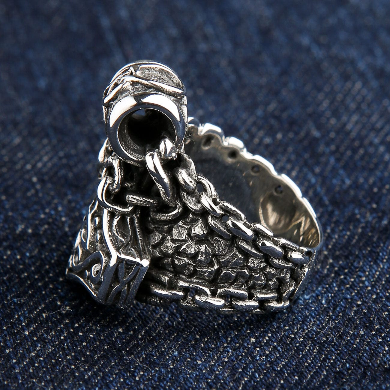 Viking Thor's Hammer Sterling Silver Men's Biker Ring - Norse Mythology Jewelry for Men - Perfect for Motorcycle Riders, Viking Lovers & Gift Giving