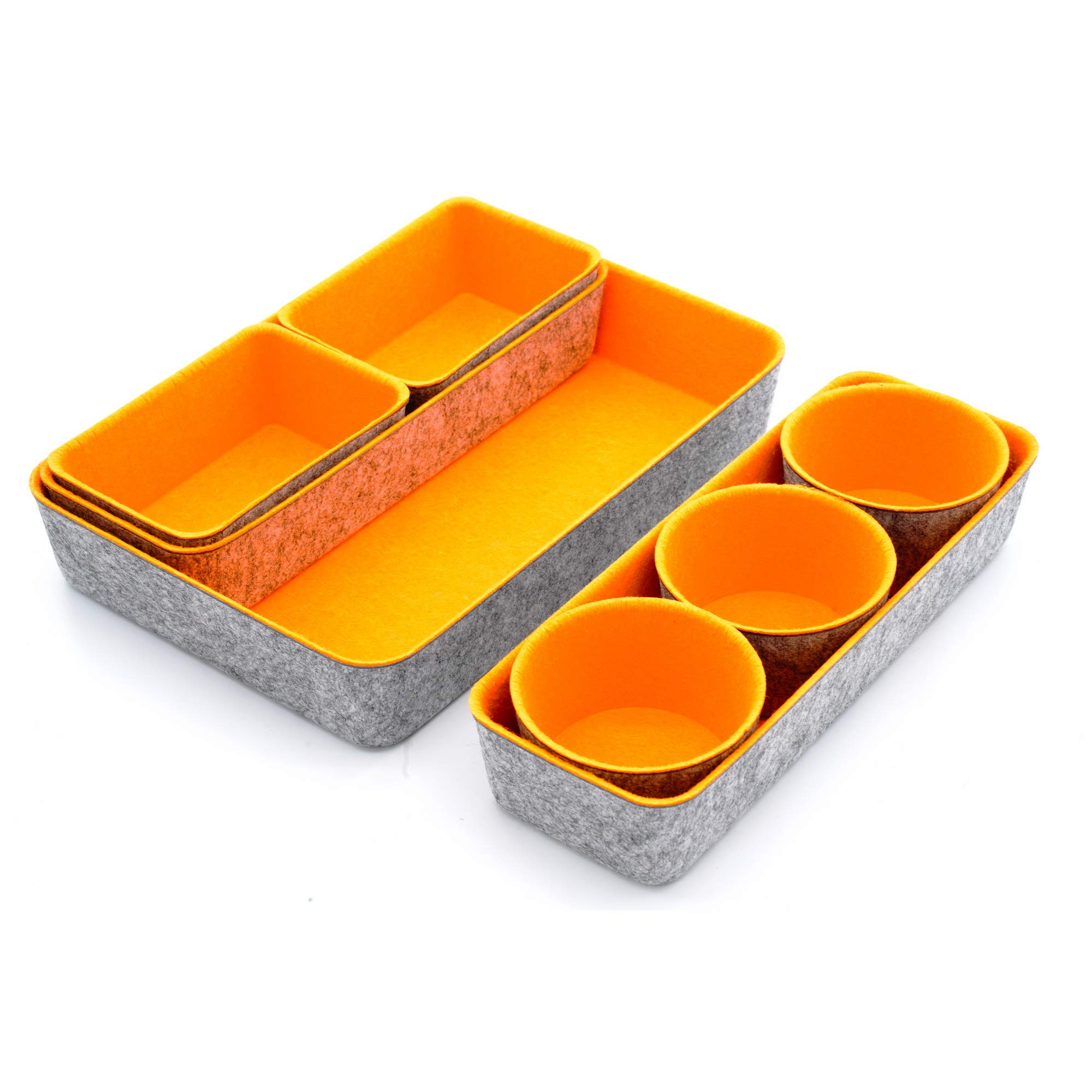 WELAXY 8-Piece Felt Desk Drawer Organizer Set - Shallow Office Supplies Tray for Jewelry, Watches & Accessories | Multi-Purpose Minimalist Storage Box | Perfect for Office, Home & Halloween Decor (Pumpkin Design)