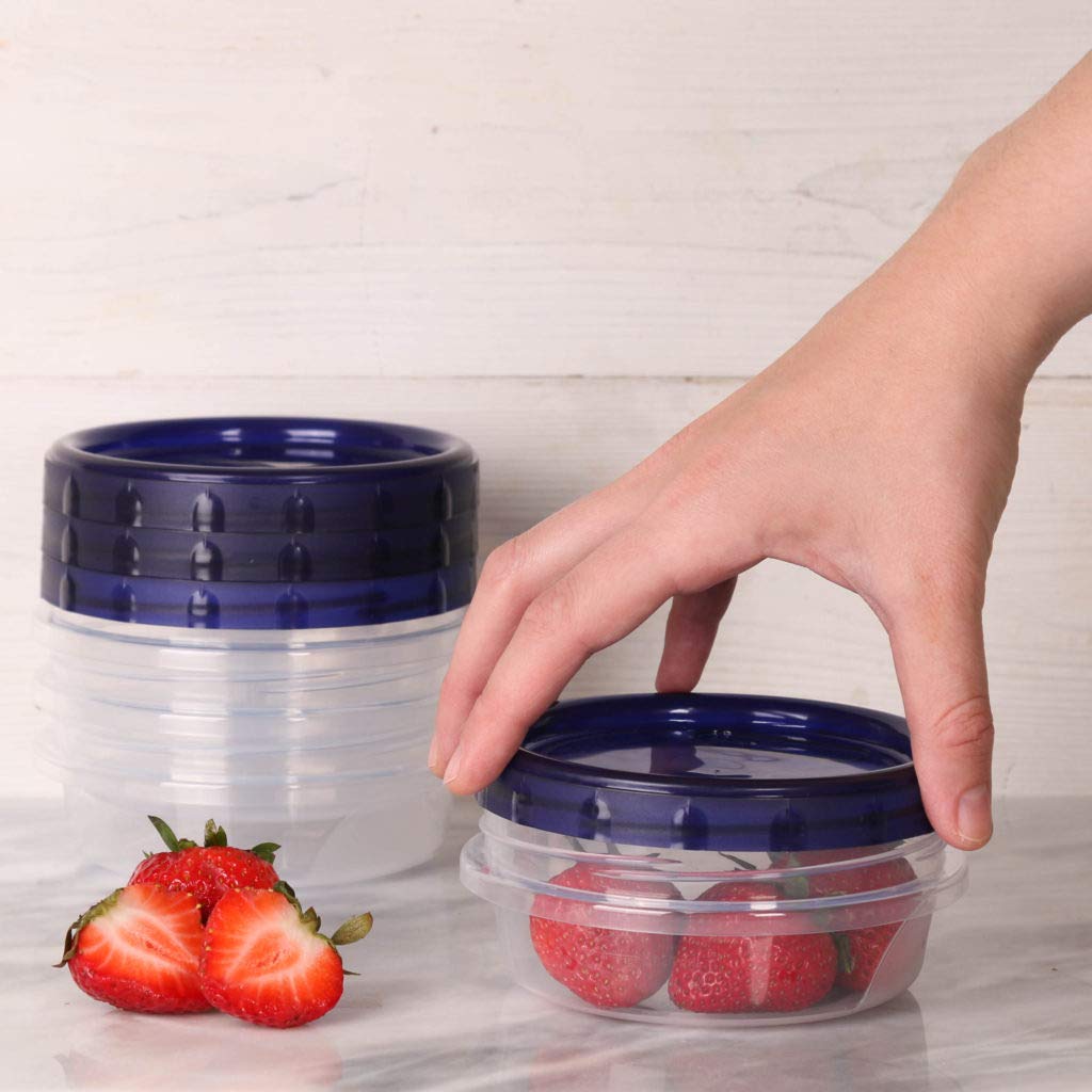 12 Pack 8oz Airtight Plastic Food Storage Containers with Twist & Seal Lids - Leak Proof, BPA Free, Reusable & Stackable Canisters for Meal Prep, Snacks, Pantry Organization & On-the-Go Food Storage