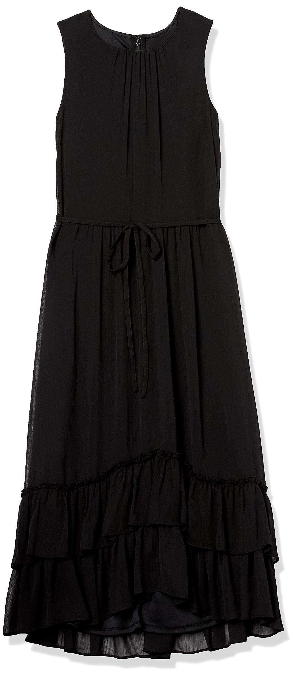 Calvin Klein Women's Sleeveless Midi Dress with High-Low Ruffle Skirt - Elegant Summer Cocktail Party & Wedding Guest Dress