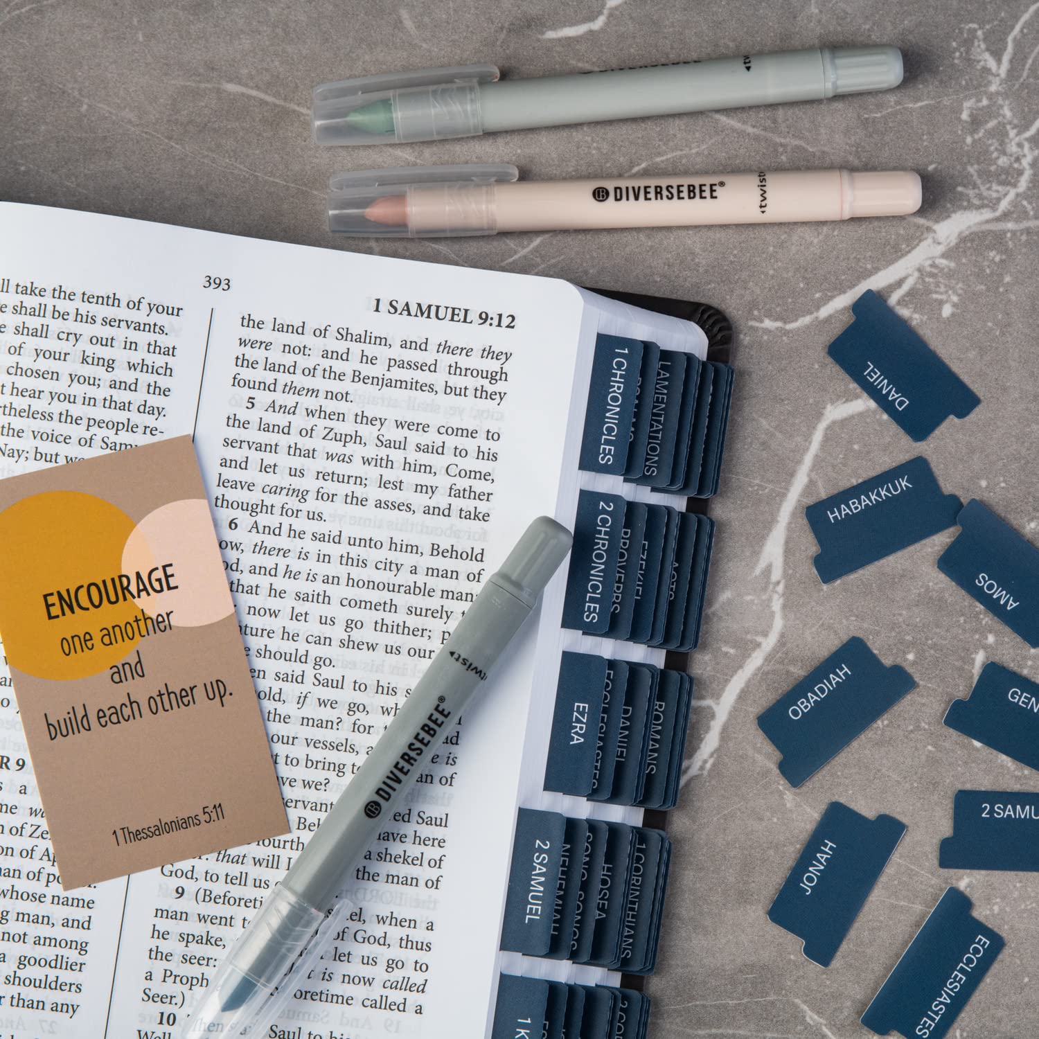DIVERSEBEE Large Print Laminated Bible Tabs - Easy to Apply Bible Study Accessories for Women | Perfect for Scripture Journaling, Church Services & Personal Devotion