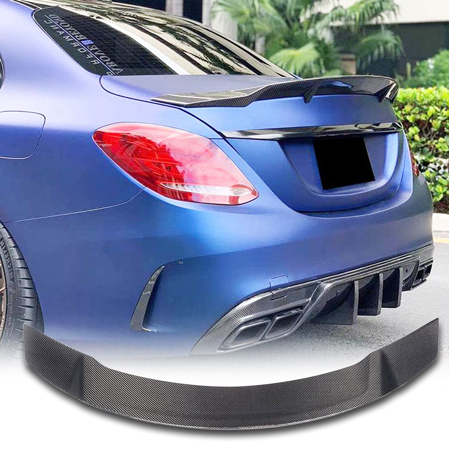 Carbon Fiber Trunk Spoiler for Mercedes Benz C Class W205 (2015-2021) - C180 C200 C250 C300 C400 C43 C63 AMG Sedan Rear Boot Lip Wing - High-Quality Factory Outlet Style A - Perfect for Street Racing & Car Shows