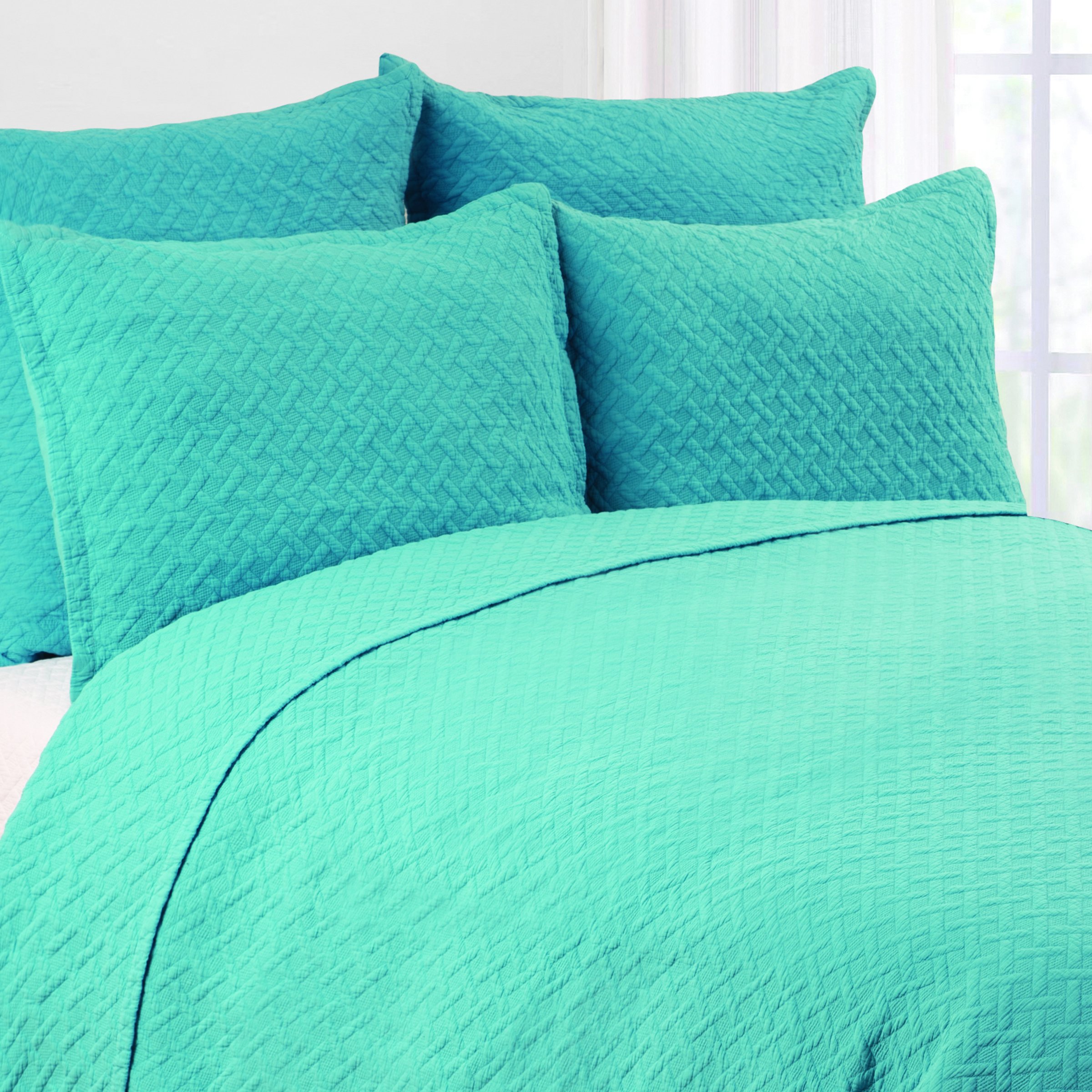 C&F Home Basketweave Azul King Size 3-Piece Quilt Set - 100% Cotton Reversible & Machine Washable Lightweight Bedspread with 2 Standard Shams - Perfect for Master Bedroom, Guest Room & Cozy Home Decor