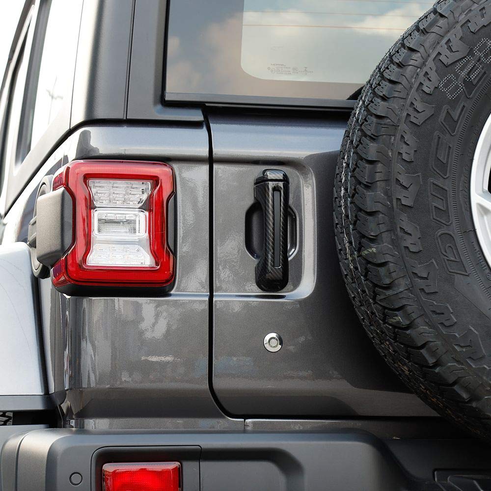 CheroCar JL JT Door Handle Inserts Cover Kit & Tailgate Handle Cover for 2018-2021 Jeep Wrangler JL JLU & 2020-2021 Jeep Gladiator JT - Black Carbon Fiber Grain Exterior Accessories - Upgrade Your Off-Road Vehicle's Style & Protection