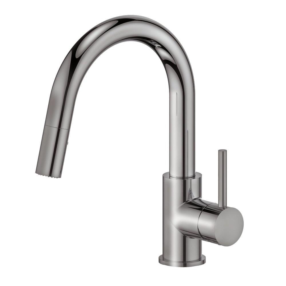 ZLINE Dante Pull Down Single Handle Kitchen Faucet in Brushed Nickel - Modern High Arc Design for Easy Cleaning, Perfect for Home Kitchen Sink, Dishwashing & Food Prep (DNT KF BN)