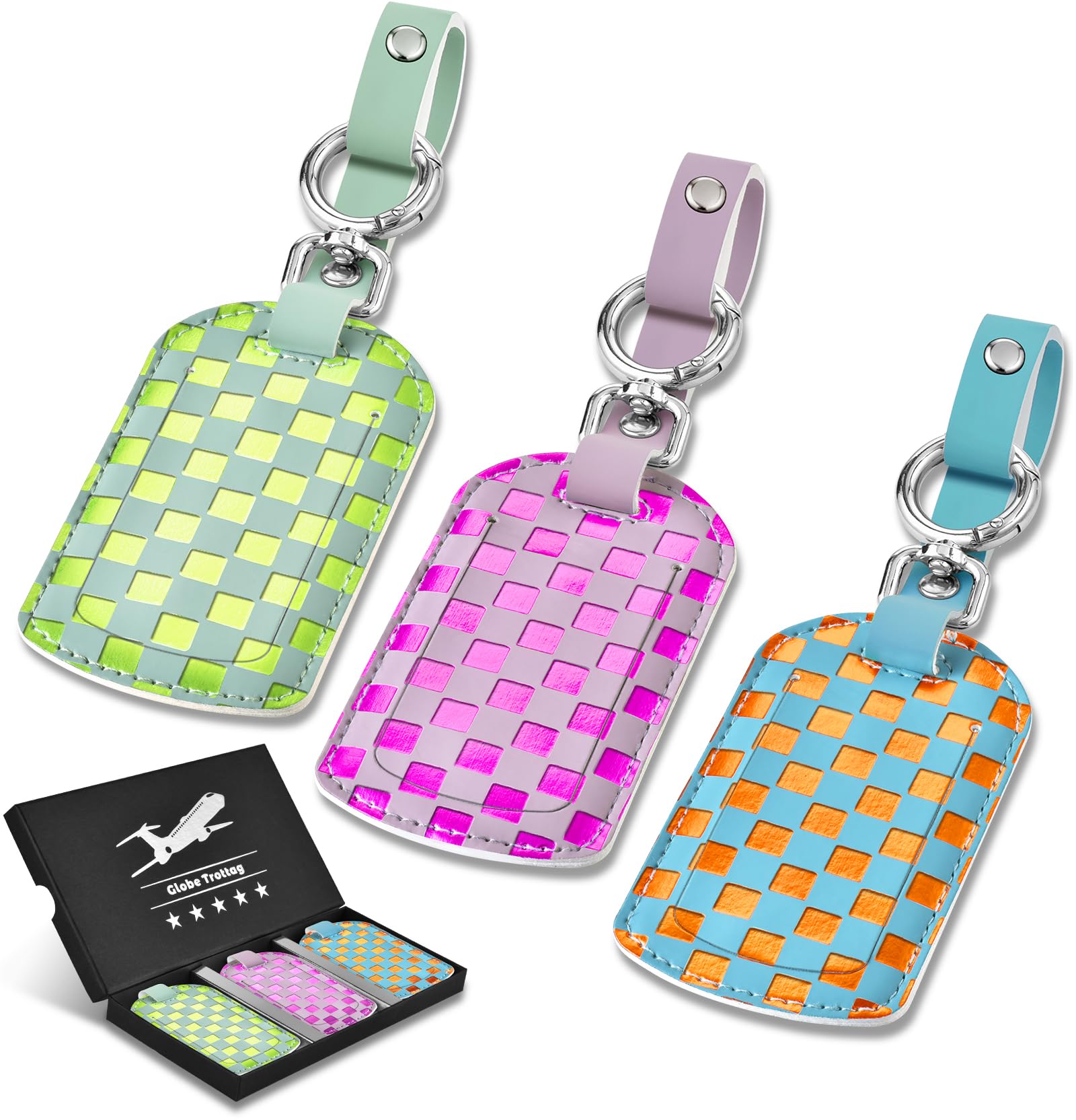 Premium Leather Luggage Tags 3-Pack - TSA Approved Travel Essentials for Women & Men, Durable Suitcase ID Tags for Airplane, Long Flights & Vacation - Perfect Travel Accessories & Gift Idea for Frequent Flyers