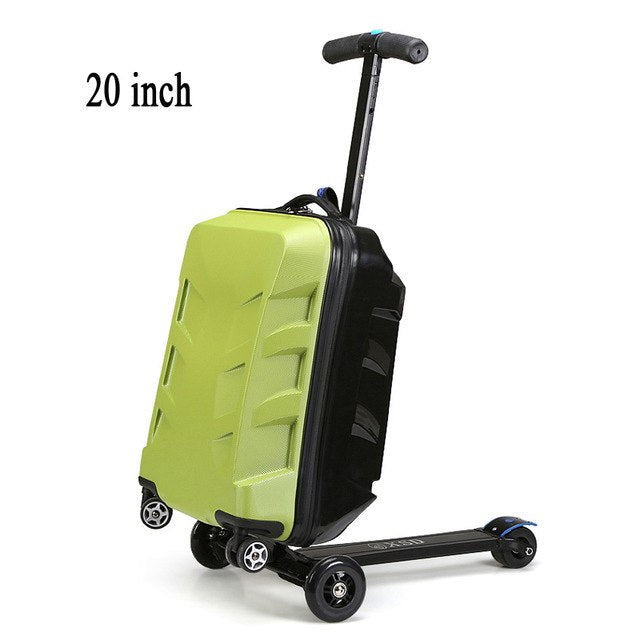 20 Inch Cool 3D Extrusion PC Scooter Trolley Suitcase for Students & Business Travel - Durable Carry-On Luggage with Fashionable Design for School, Commuting and Air Travel