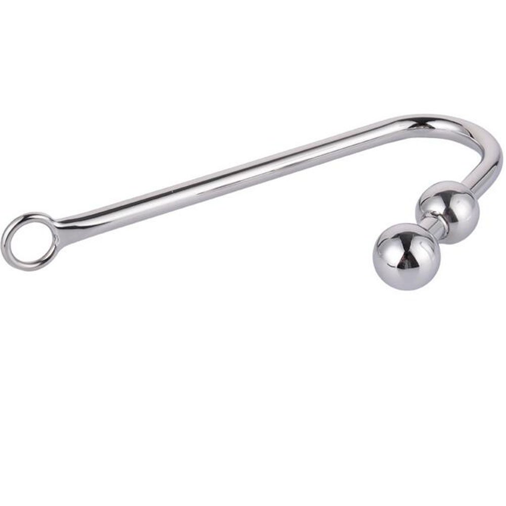 Stainless Steel Anal Hook with Double Balls & Ring - Unisex Adult Bondage Fetish Sex Toy for BDSM, Couples Play & Sensual Exploration